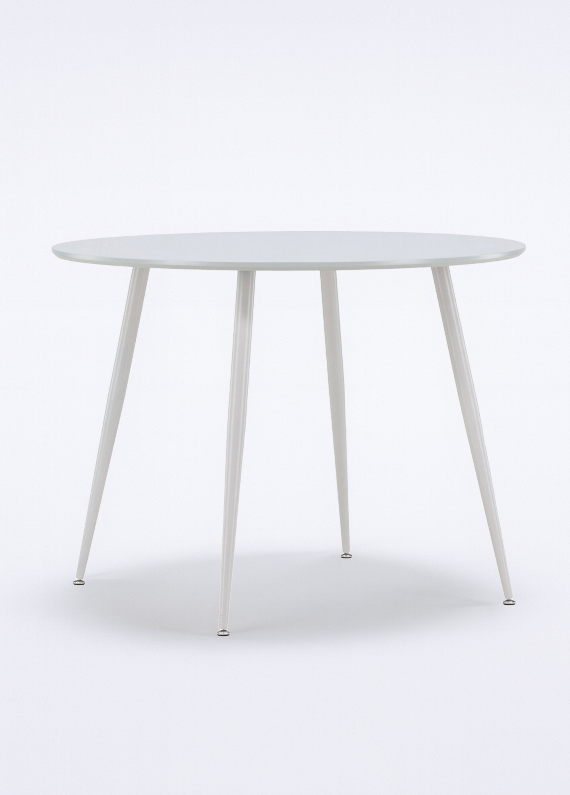 Table ronde, style épuré et pieds compas