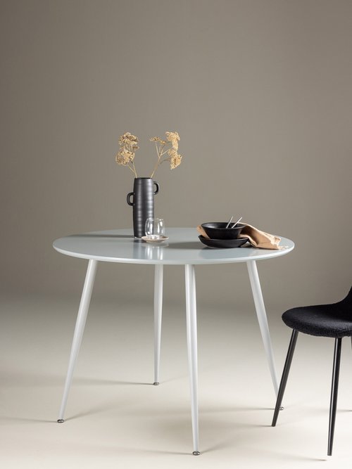 Table ronde, style épuré et pieds compas GRIS VEN-61100-165 SI1