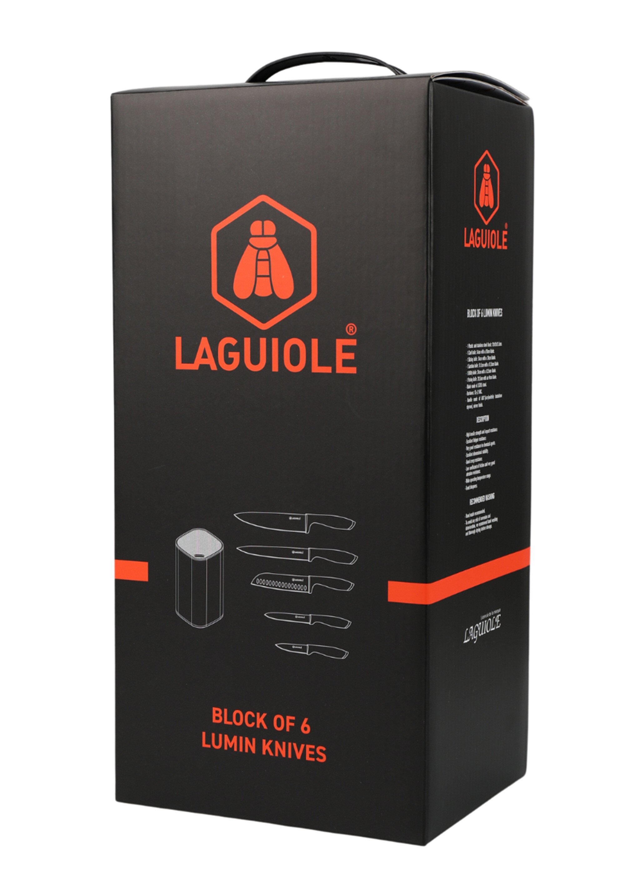 Bloc inox 5 couteaux lame acier Lumin Noir 9171206 DE3