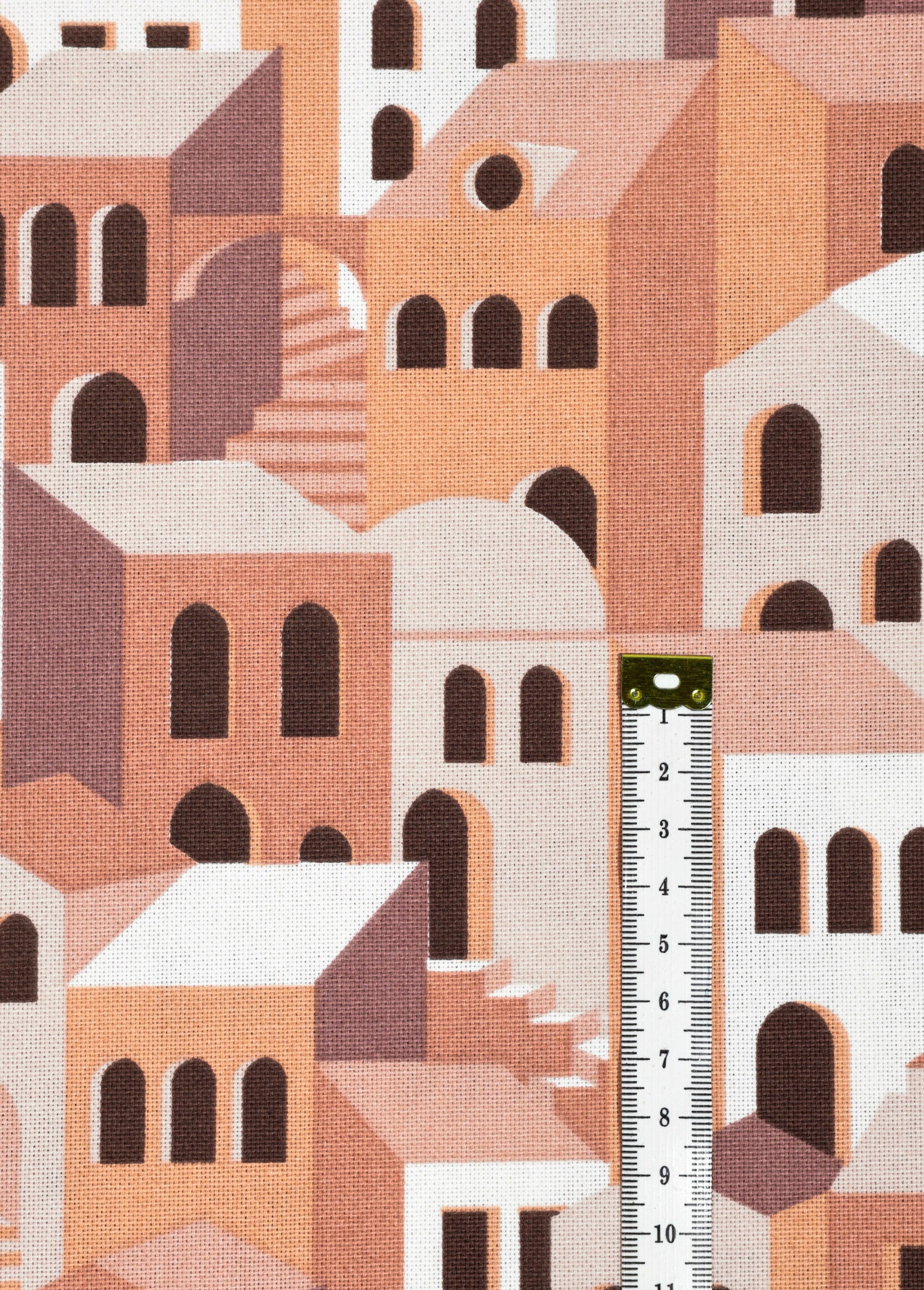 Coupon déco, motif maisons 3x1,4m ROUGE COT149881 DE1