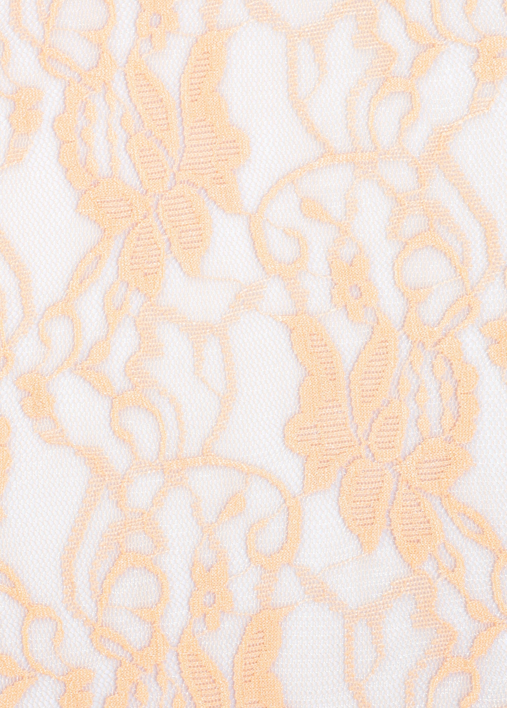 Coupon tissu broderie fleurs et tulle 3O ORANGE COT146842 DE2