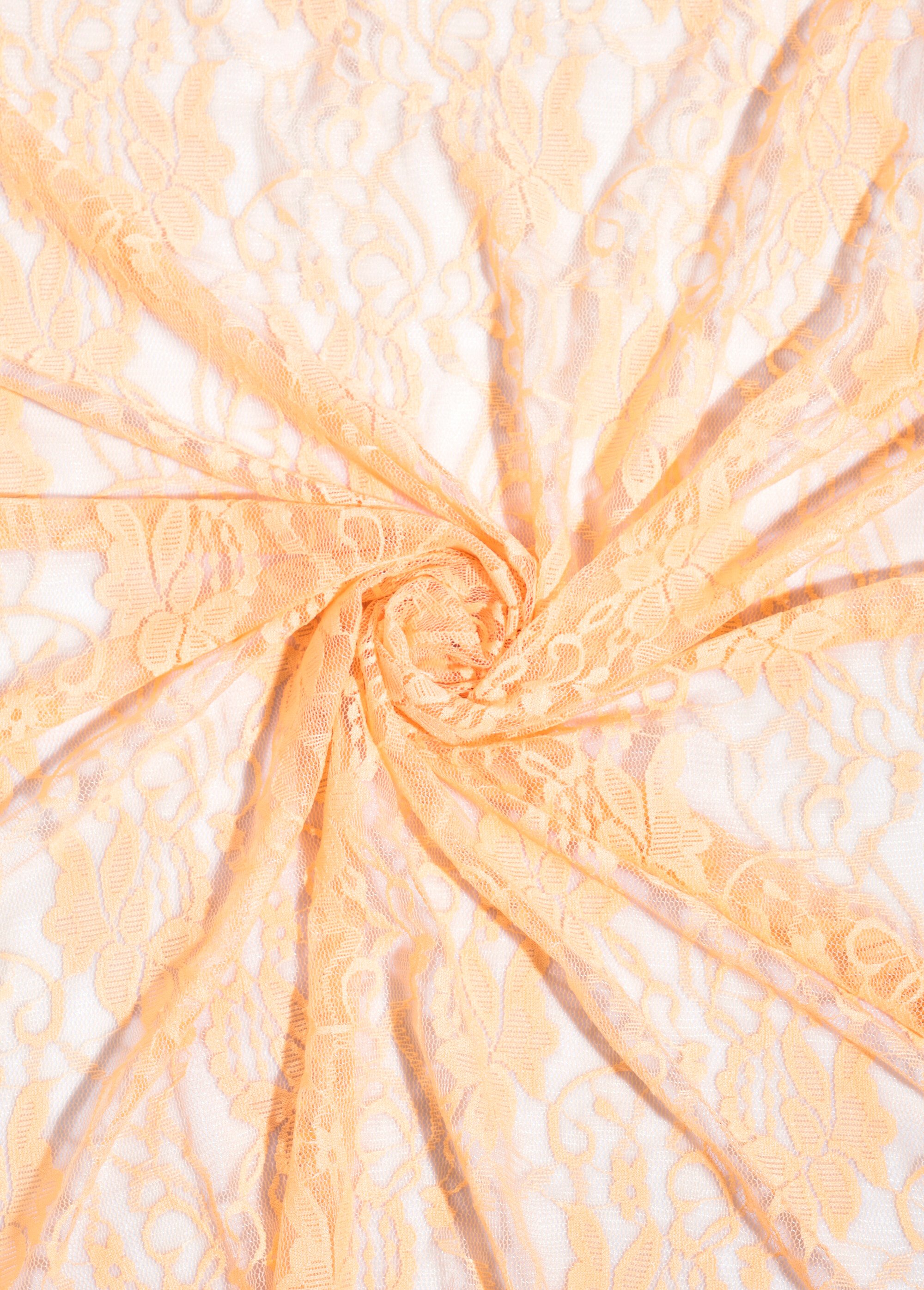 Coupon tissu broderie fleurs et tulle 3O ORANGE COT146842 FA1