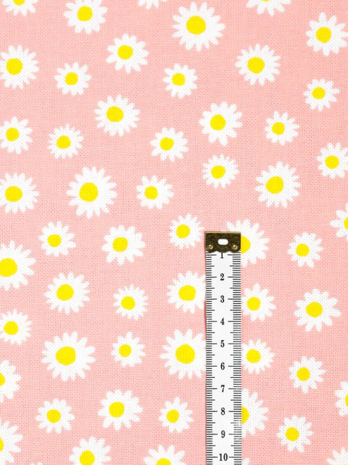 Coupon tissu déco, pâquerettes 3x1,4m ROSE COT149891 DE1