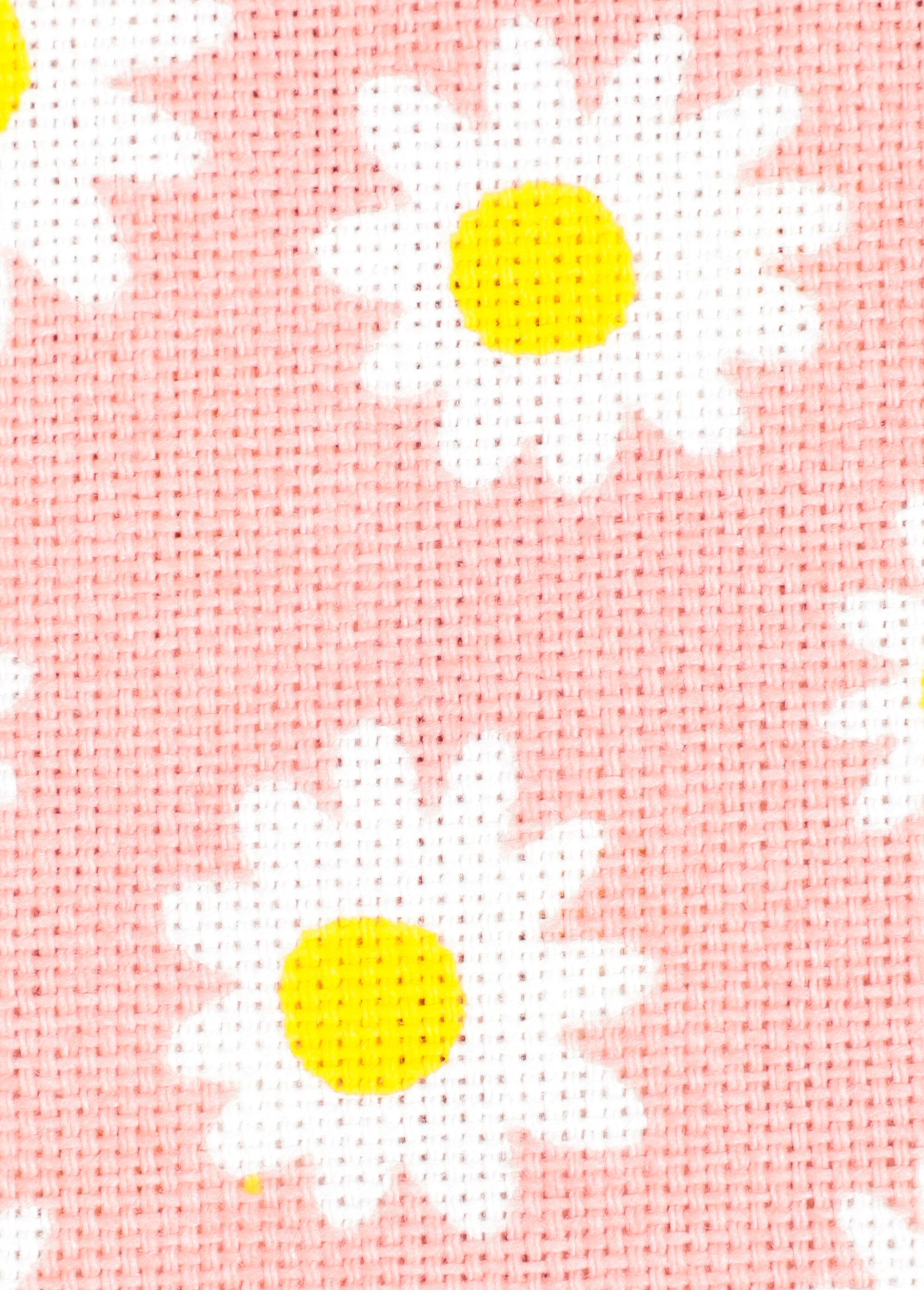 Coupon tissu déco, pâquerettes 3x1,4m ROSE COT149891 DE2