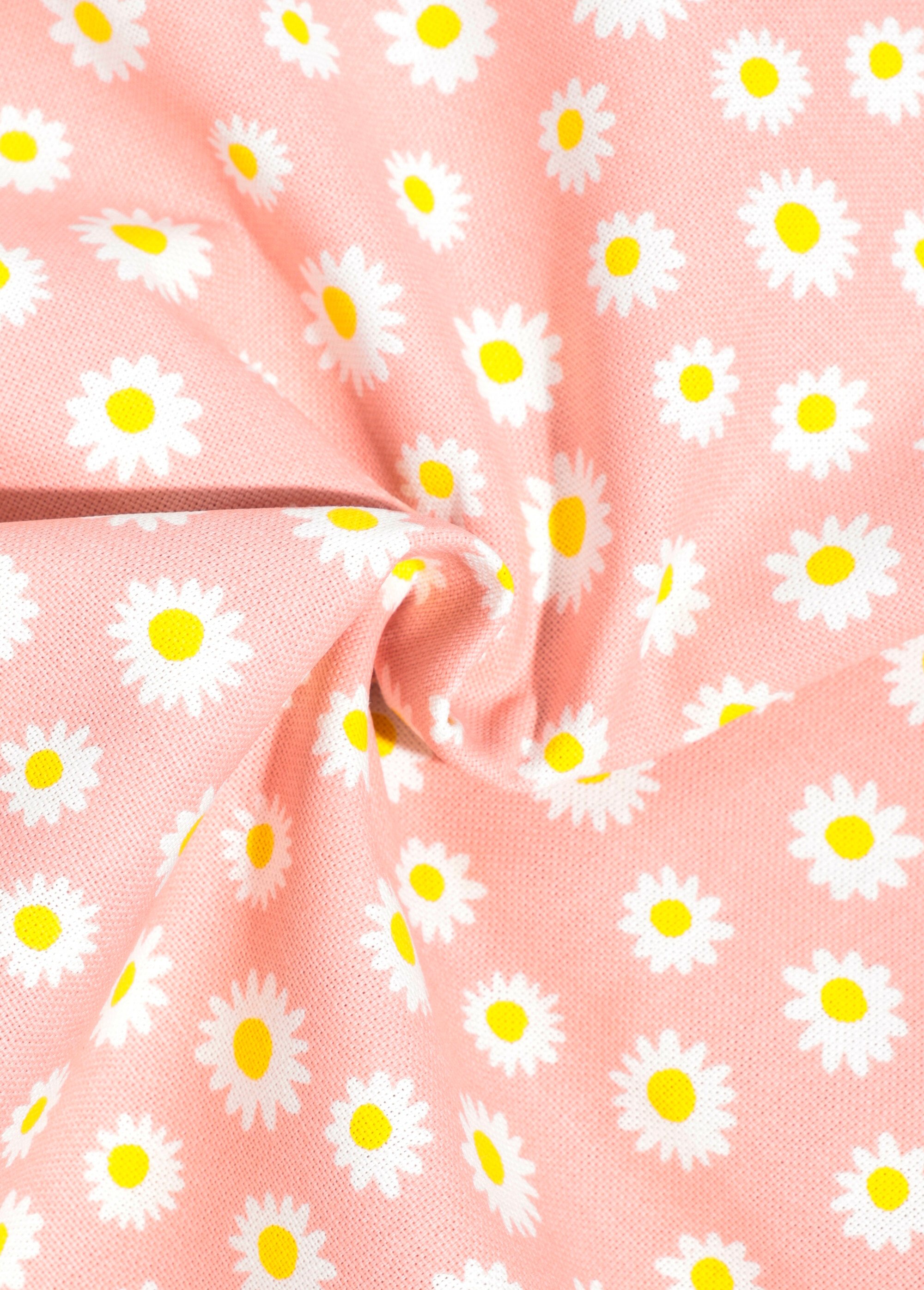 Coupon tissu déco, pâquerettes 3x1,4m ROSE COT149891 FA1