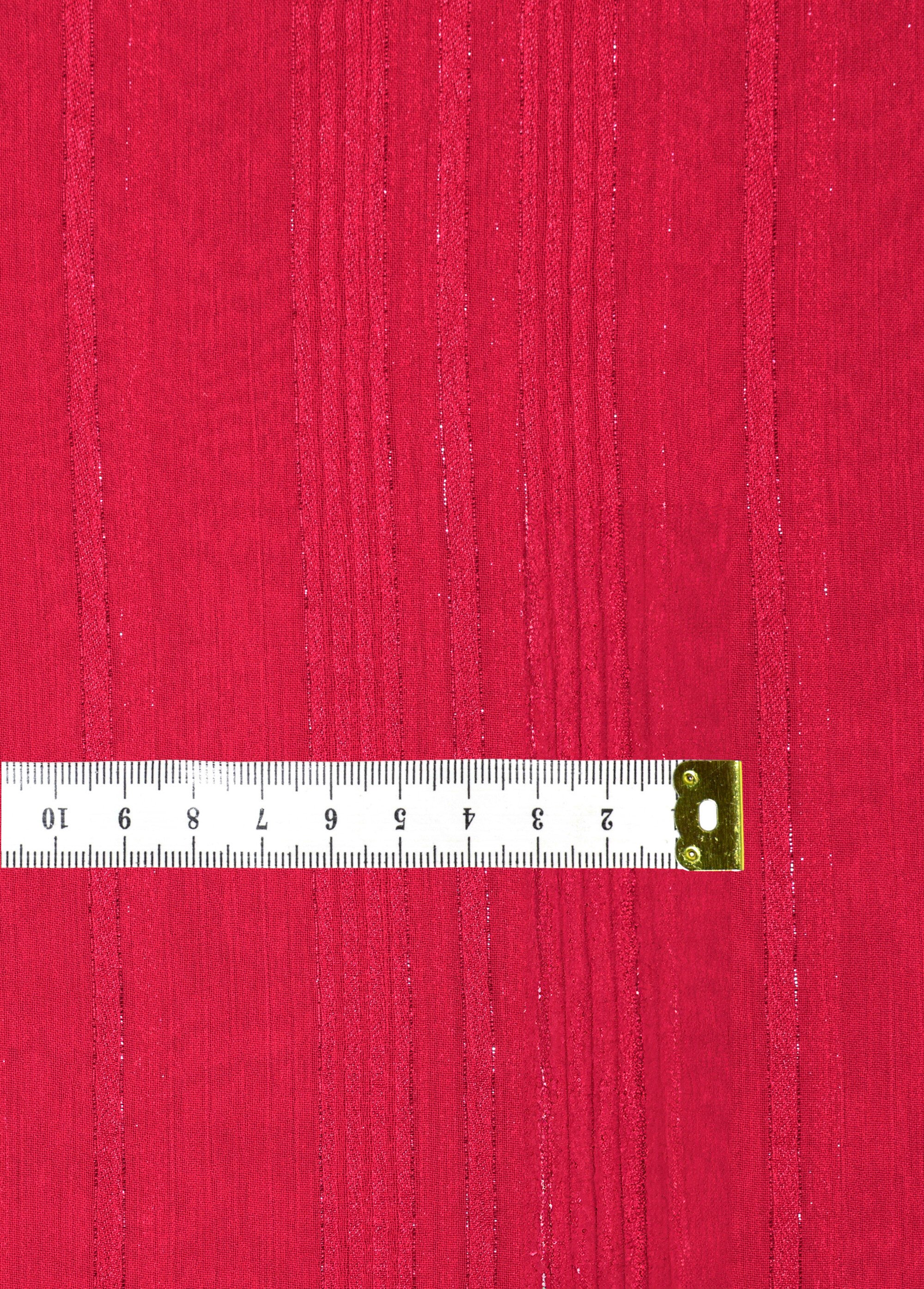 Coupon tissu voile fil métallisé, rubis