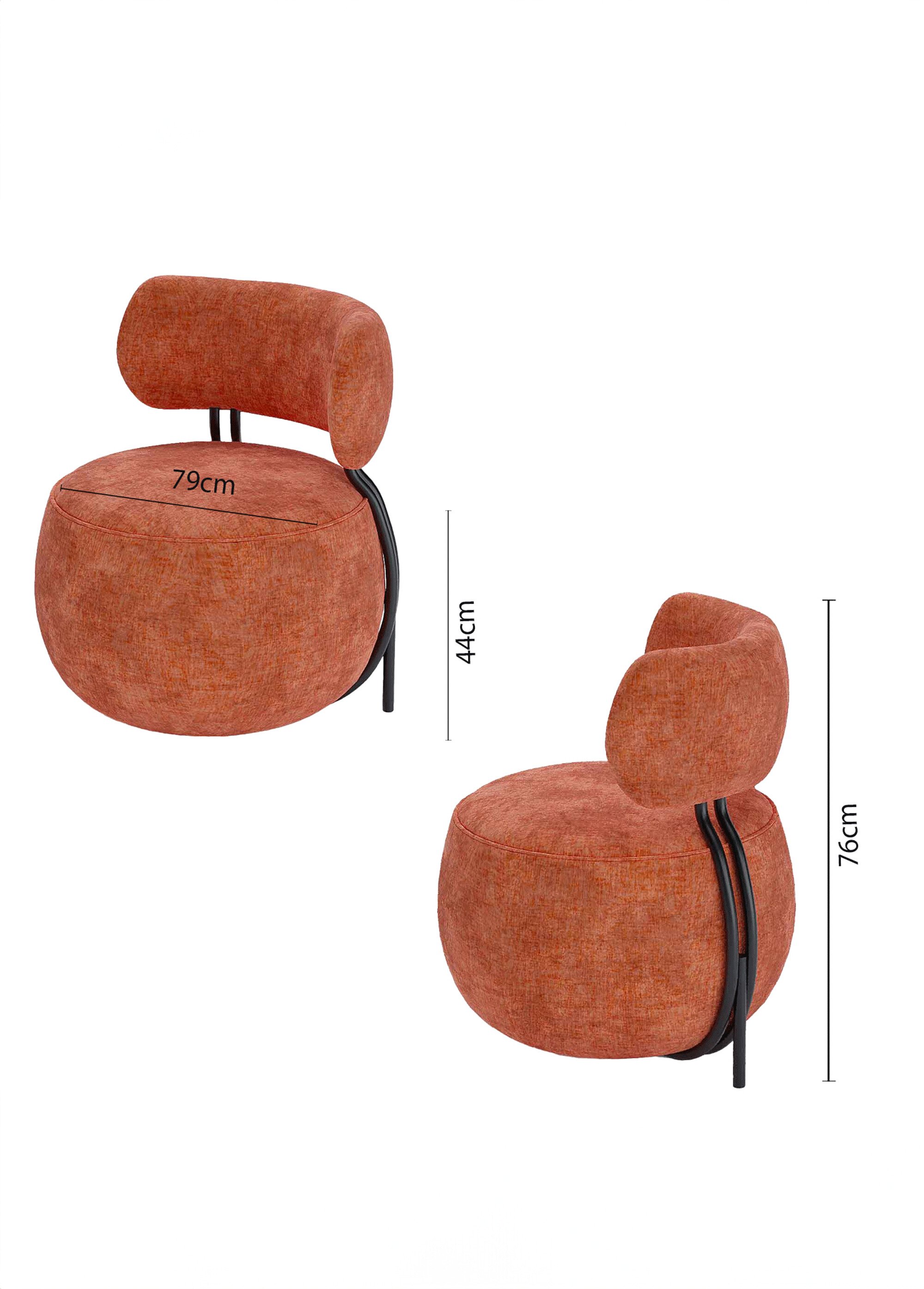 Fauteuil arrondi avec dossier et assise basse MARRON POT-MIA DE2