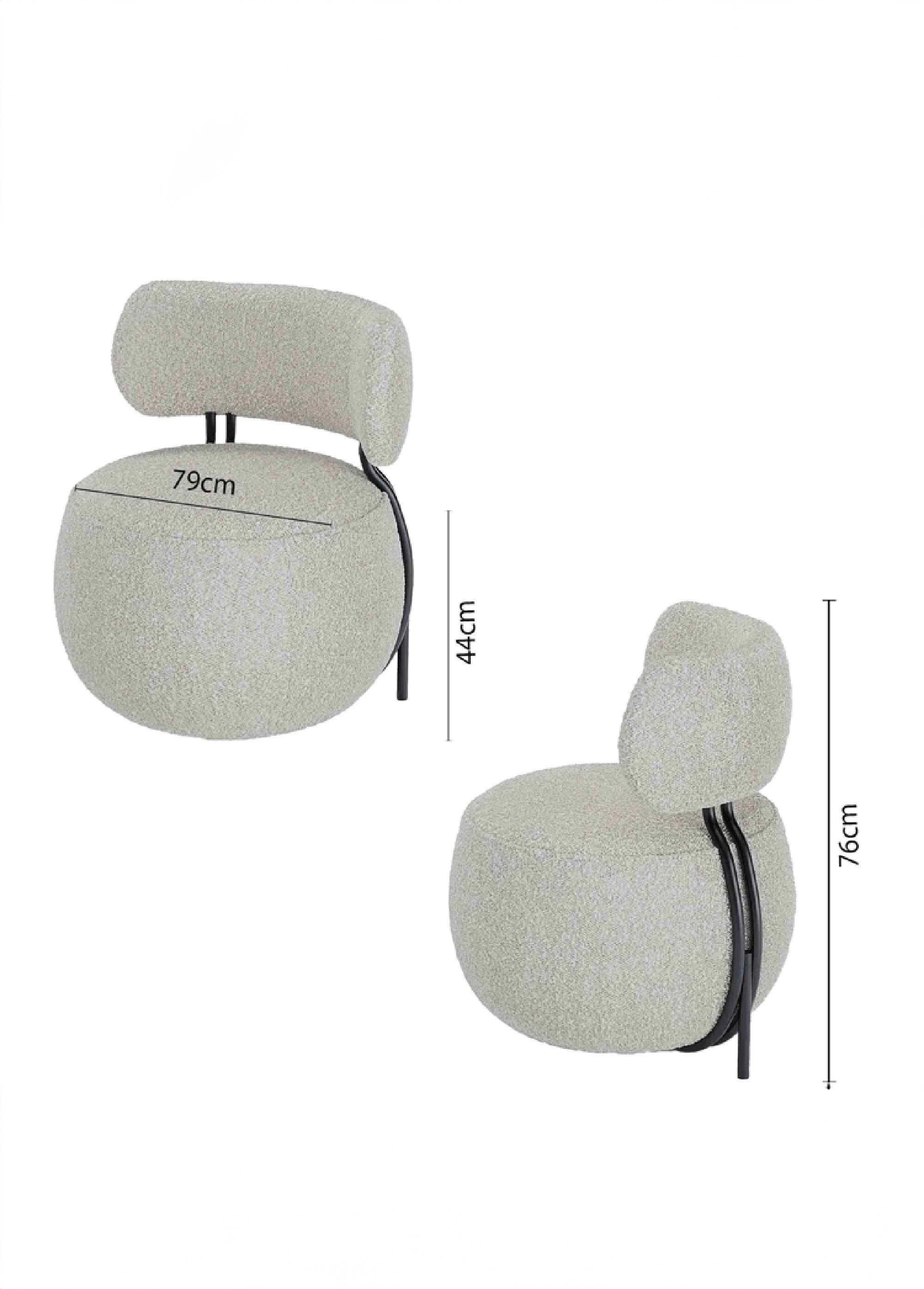 Fauteuil arrondi avec dossier et assise basse GRIS POT-MIA DE2