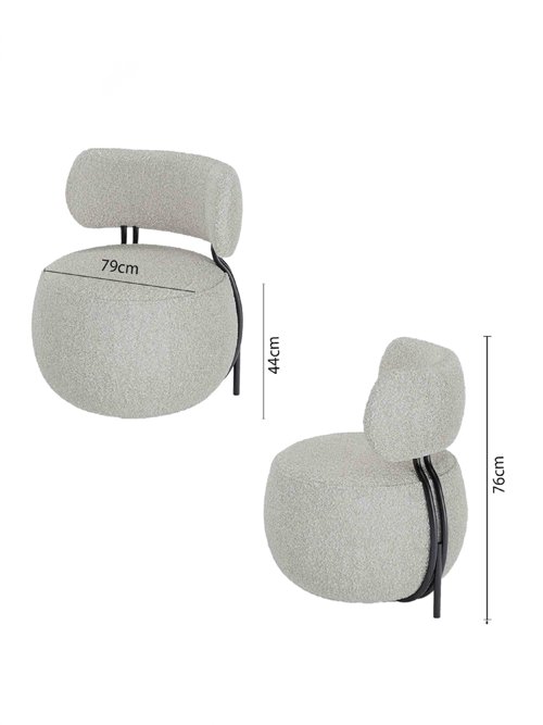 Fauteuil arrondi avec dossier et assise basse GRIS POT-MIA DE2