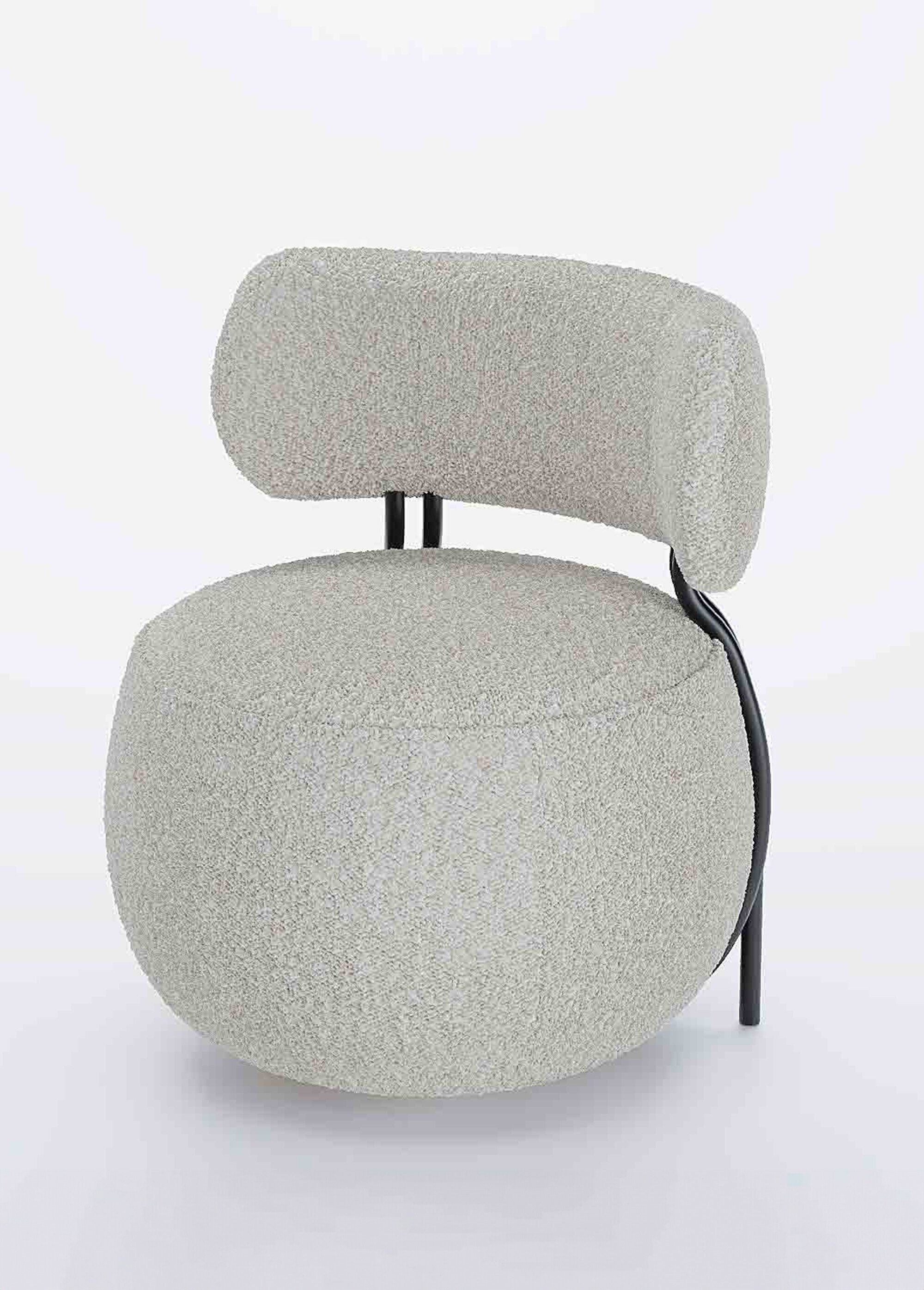 Fauteuil arrondi avec dossier et assise basse GRIS POT-MIA FA1