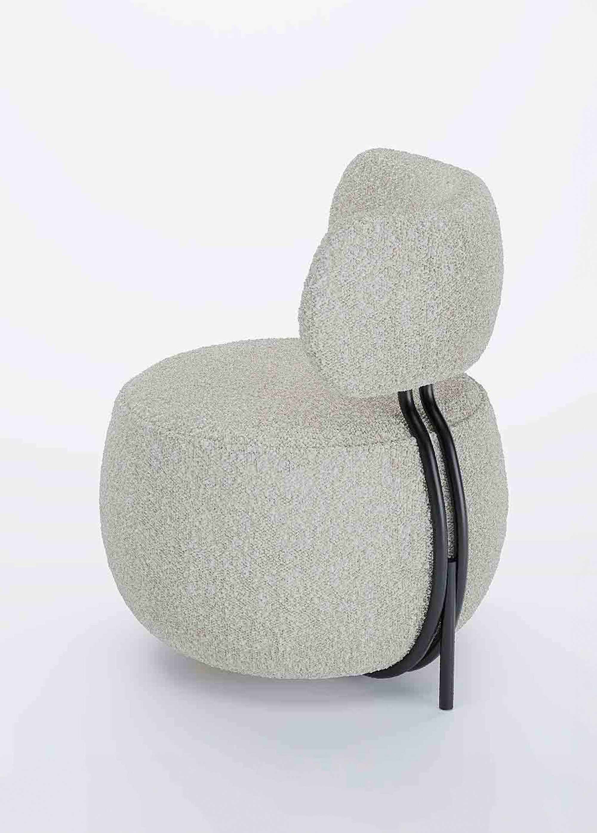 Fauteuil arrondi avec dossier et assise basse GRIS POT-MIA GA1