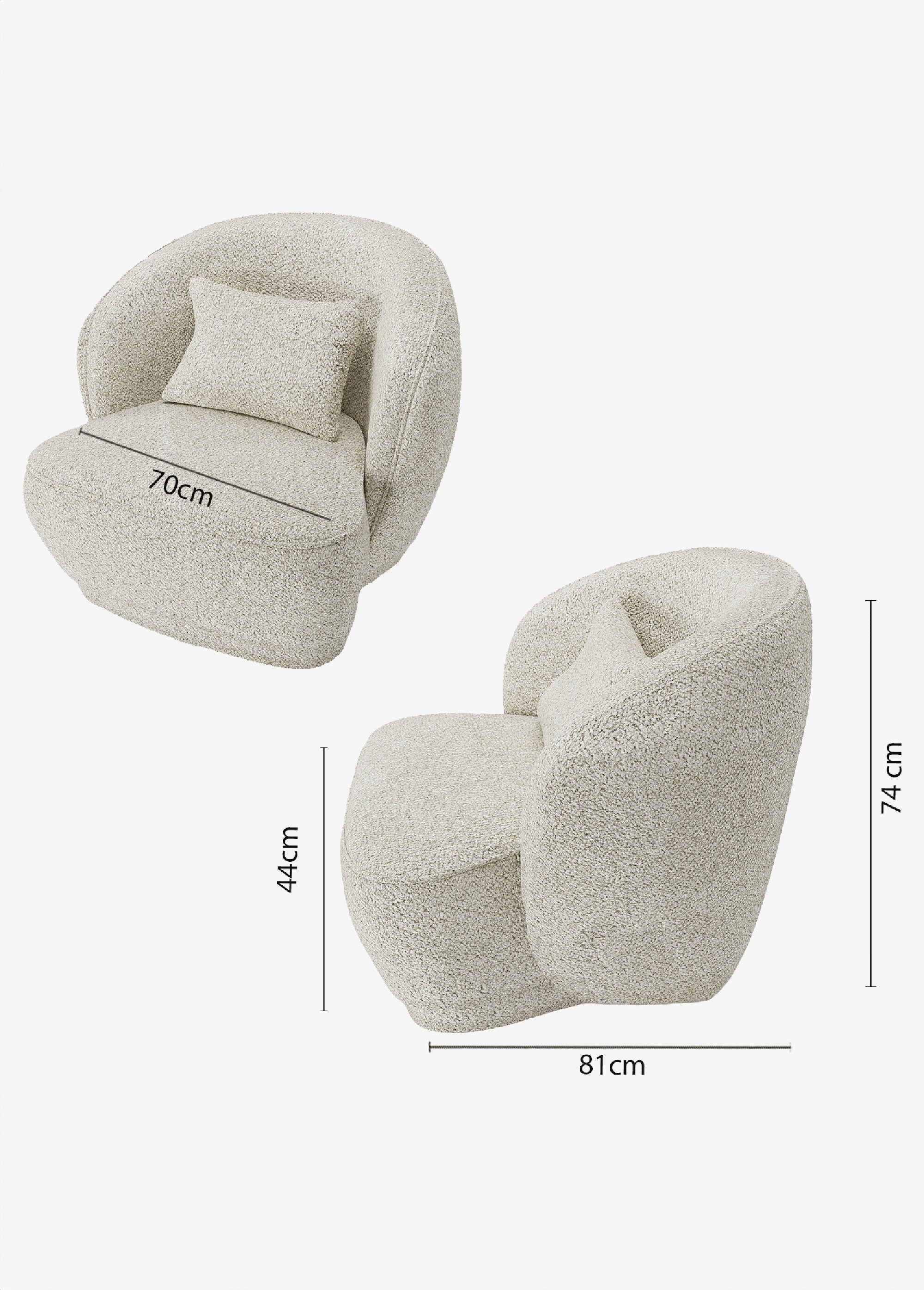 Fauteuil cocooning au look design BEIGE POT-PABLO DE2