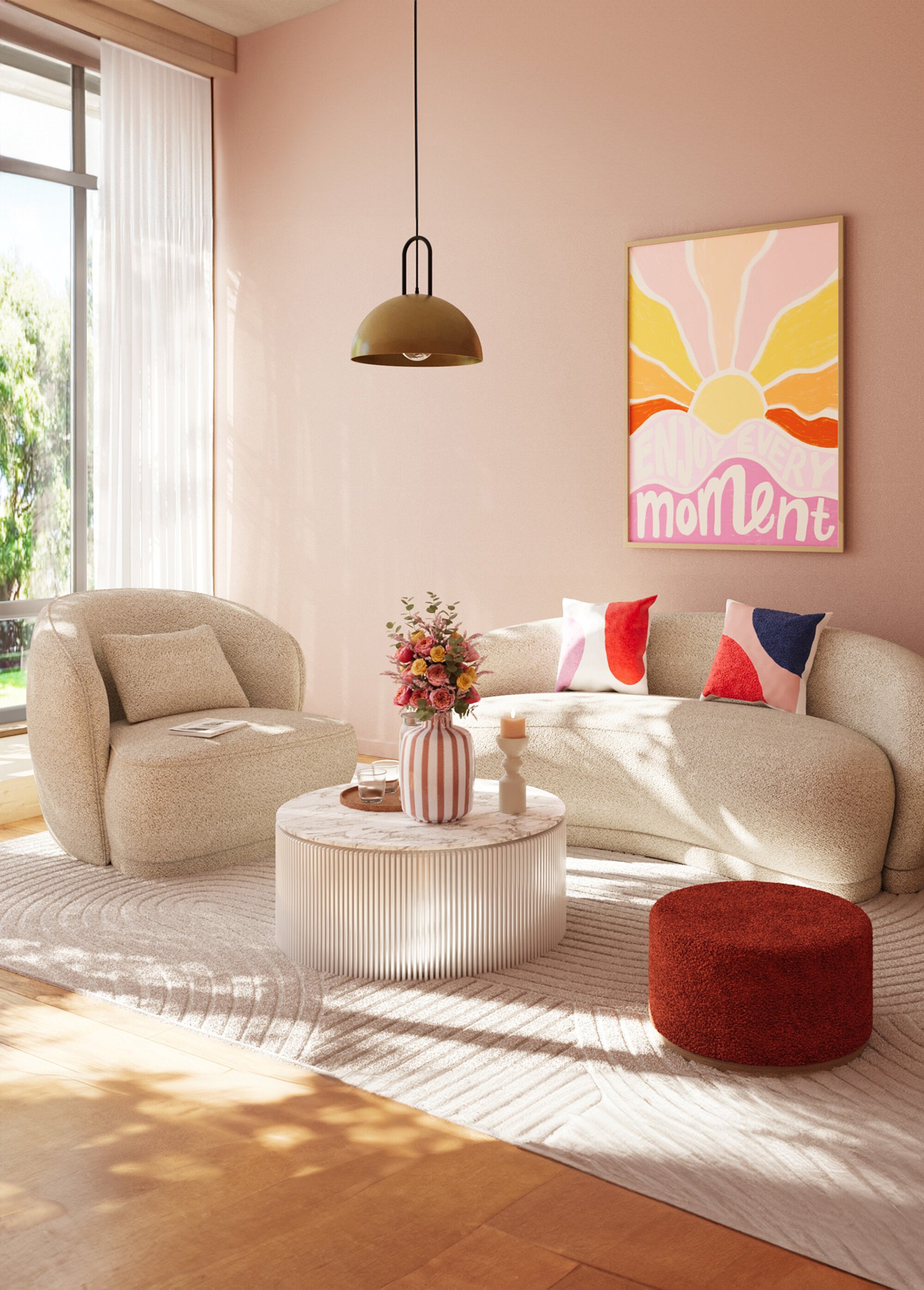 Fauteuil cocooning au look design BEIGE POT-PABLO SF1