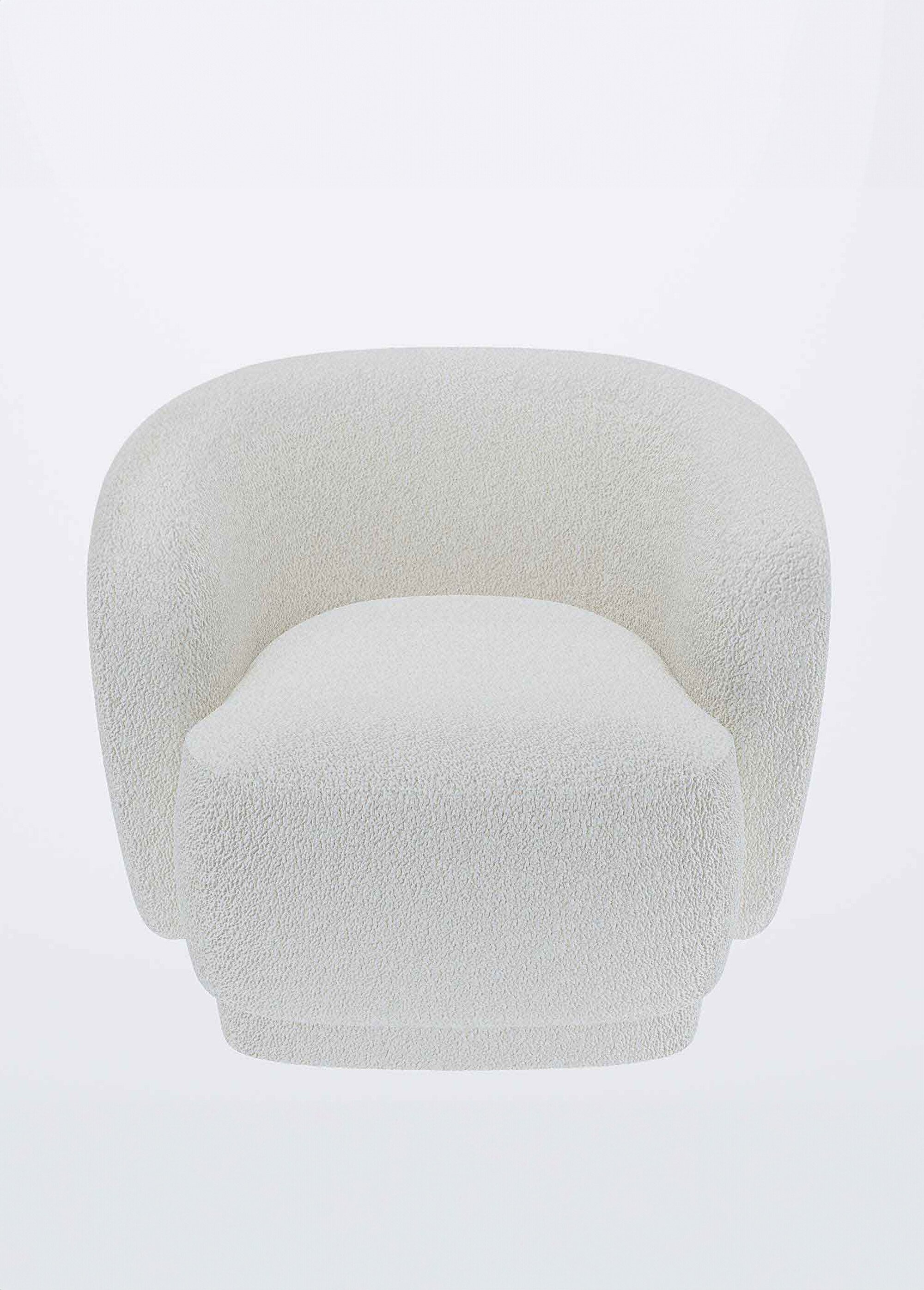 Fauteuil vintage confortable en tissu BLANC POT-VICTORIA DE1