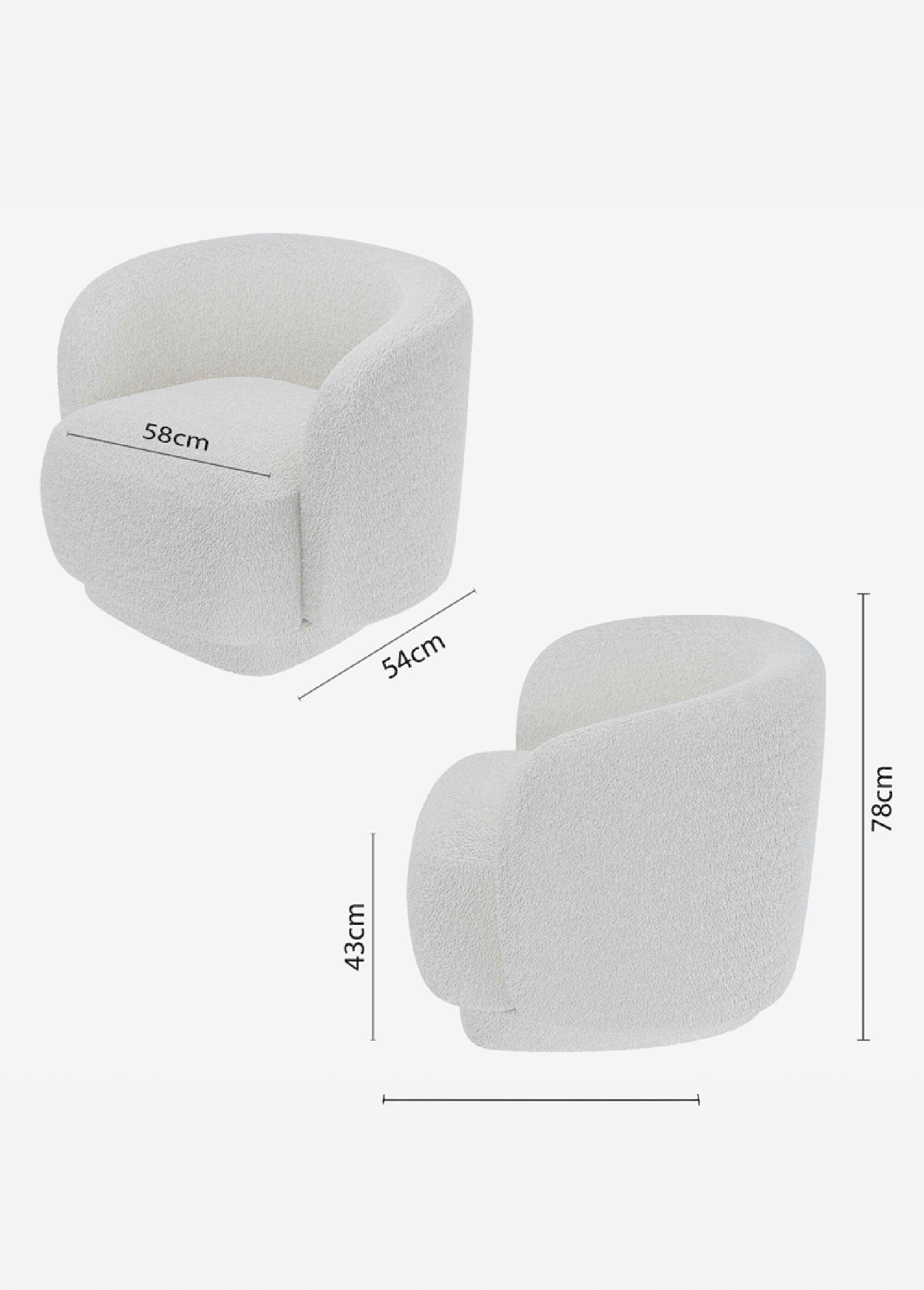 Fauteuil vintage confortable en tissu BLANC POT-VICTORIA DE2