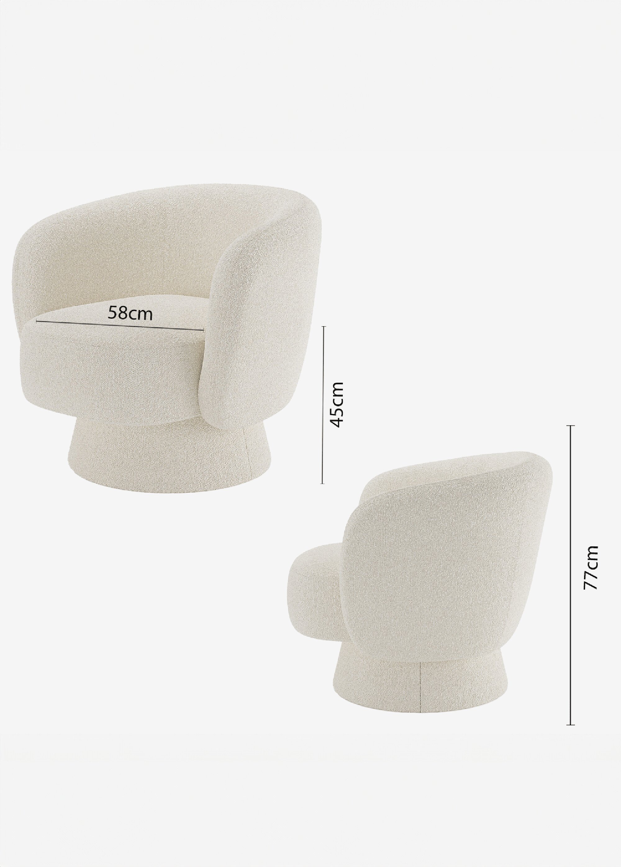 Fauteuil vintage pivotant en tissu BEIGE POT-SALMA DE2