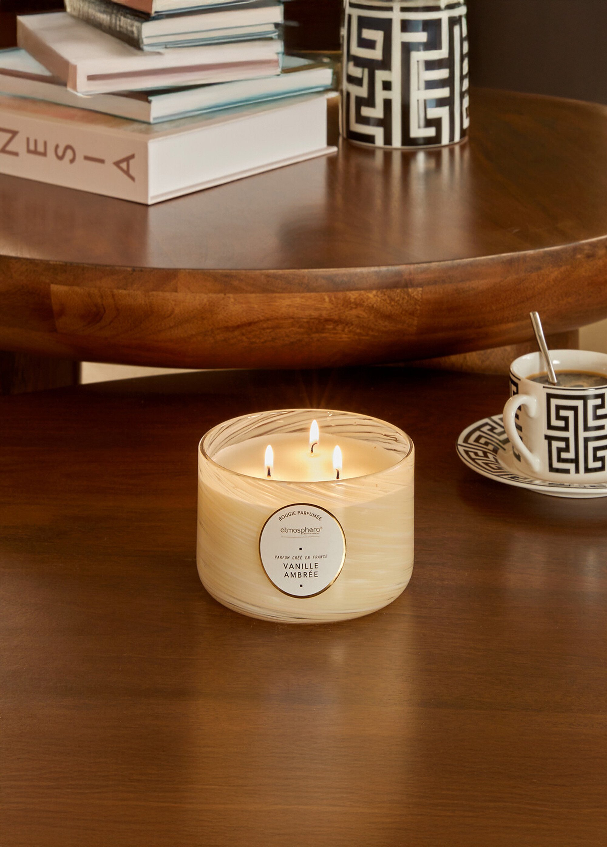 Grande bougie parfumée, effet tourbillon Beige JJA-214808 SI1