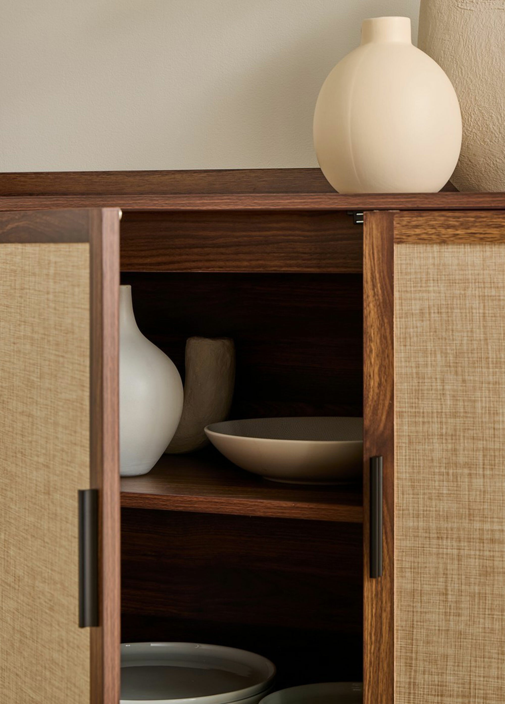 JETSON Buffet 3 portes tissu effet noyer MARRON CAL-14857133 DE1