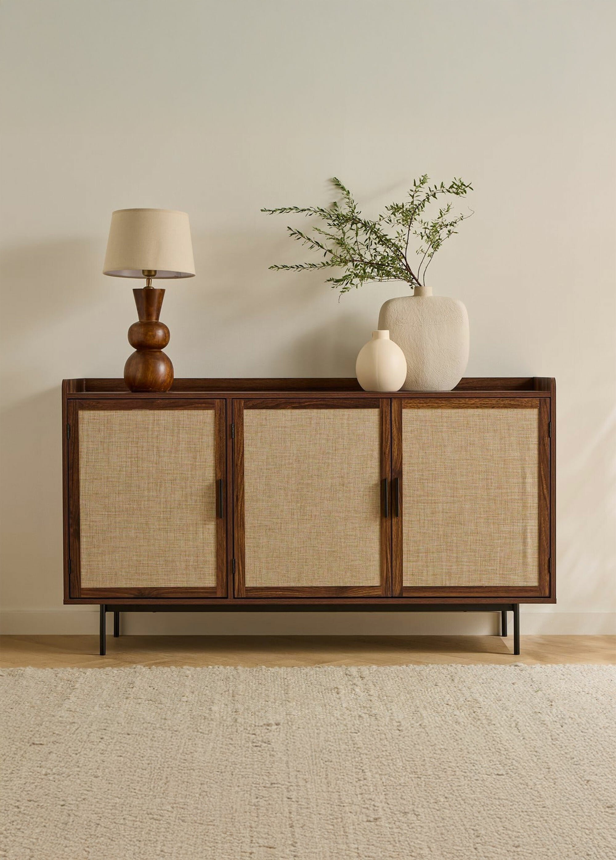 JETSON Buffet 3 portes tissu effet noyer MARRON CAL-14857133 SI1