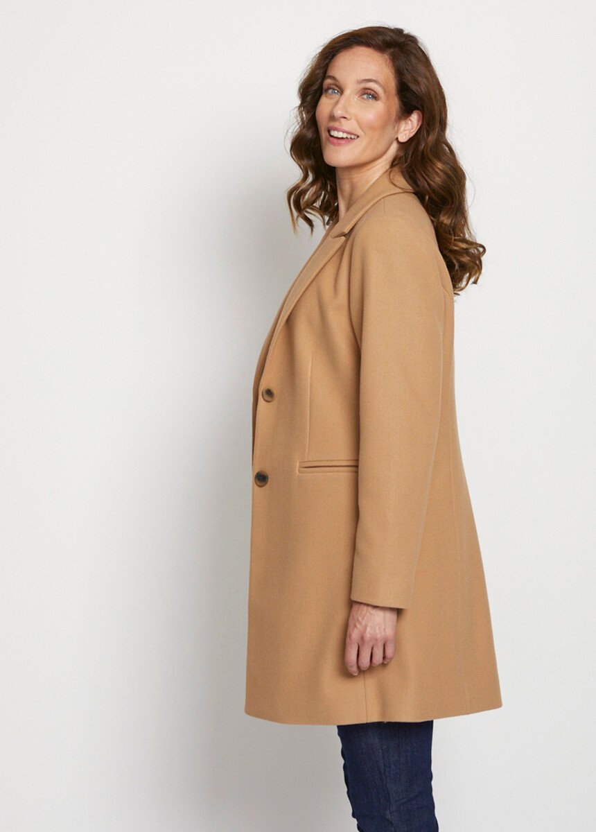Manteau col tailleur aspect lainage Femme Beige TALENCE DR1