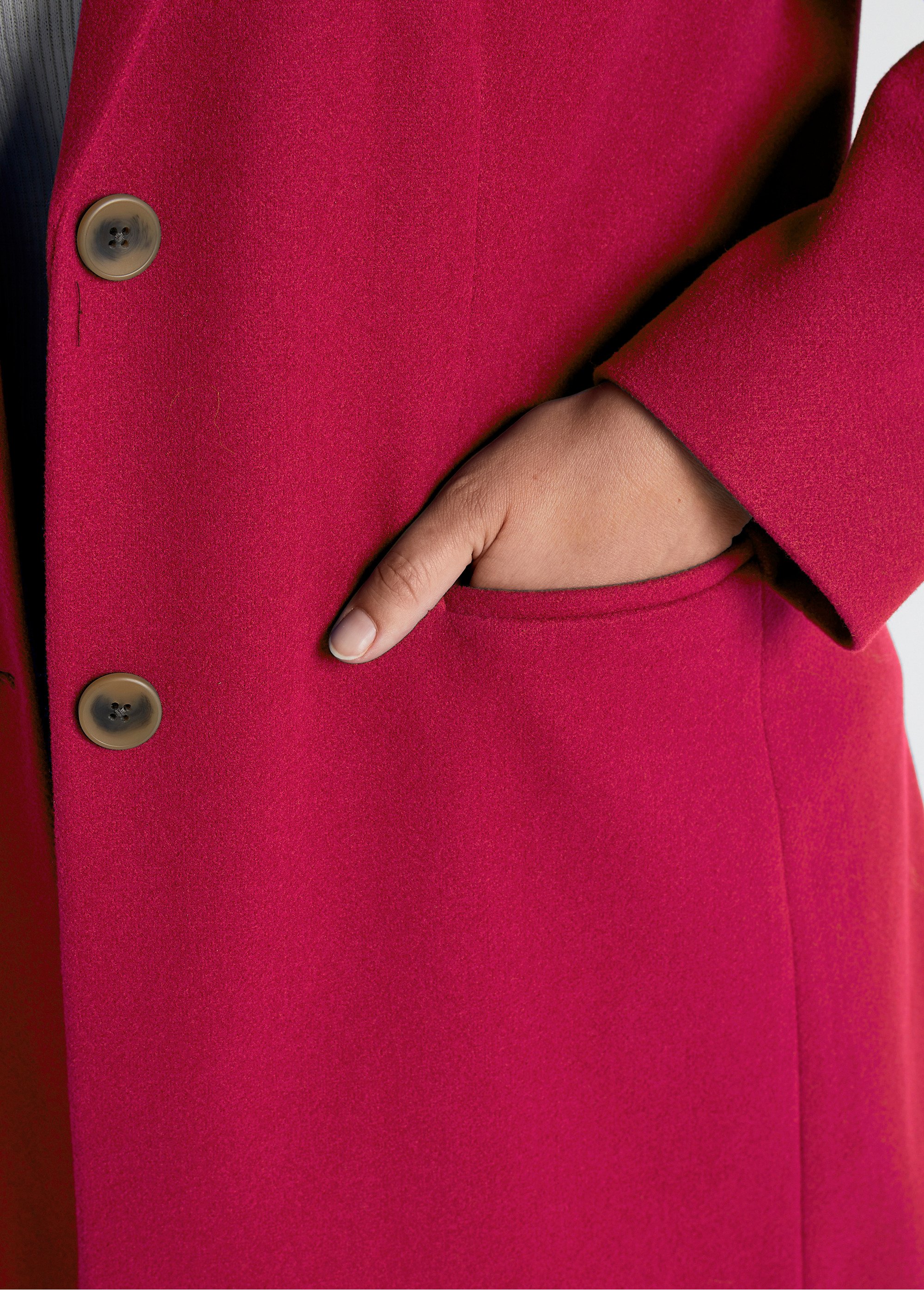 Manteau col tailleur aspect lainage Femme Grande Taille Rouge TALENCE DE2