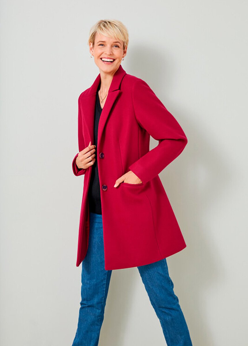 Manteau col tailleur aspect lainage