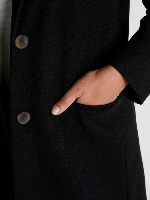 Manteau col tailleur aspect lainage Femme Grande Taille Noir TALENCE DE2
