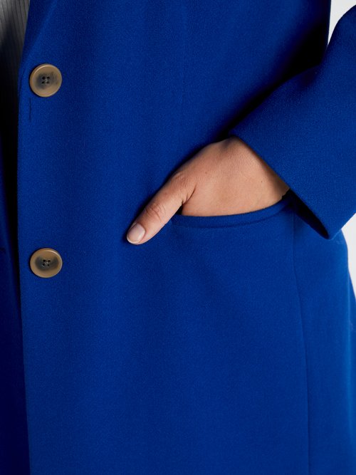 Manteau col tailleur aspect lainage Femme Grande Taille Bleu TALENCE DE2