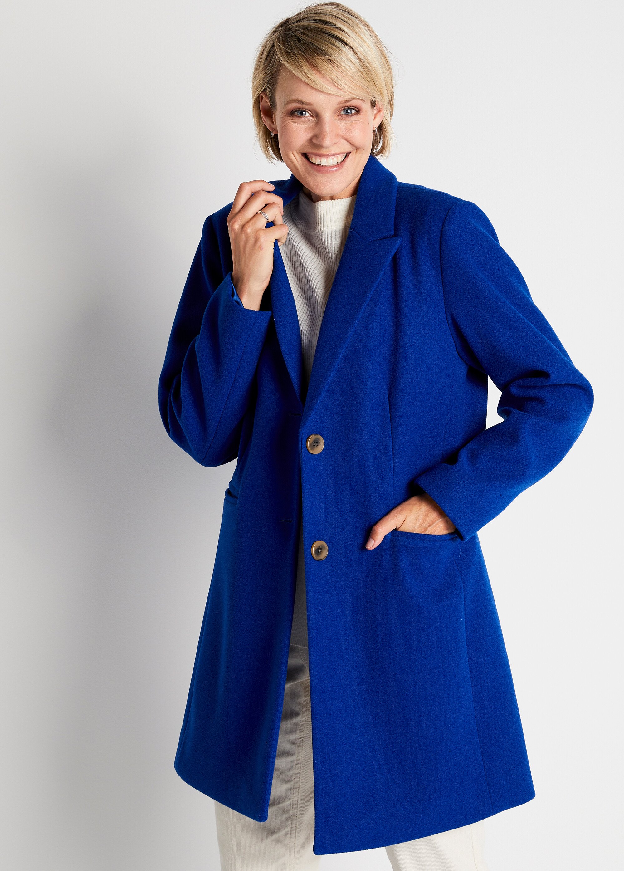 Manteau col tailleur aspect lainage