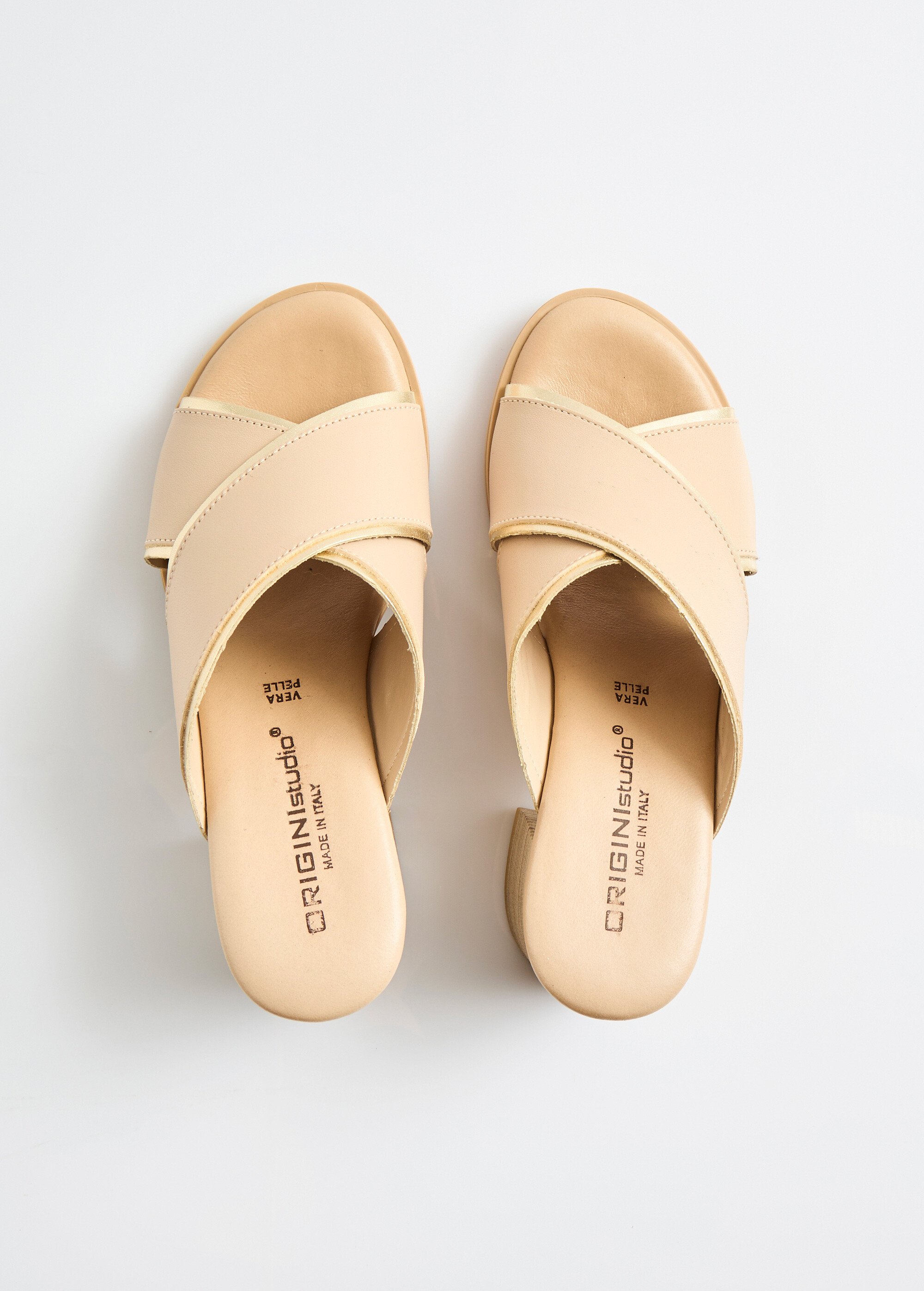 Mules brides croisées talon effet bois Femme Beige OGENIE OV1