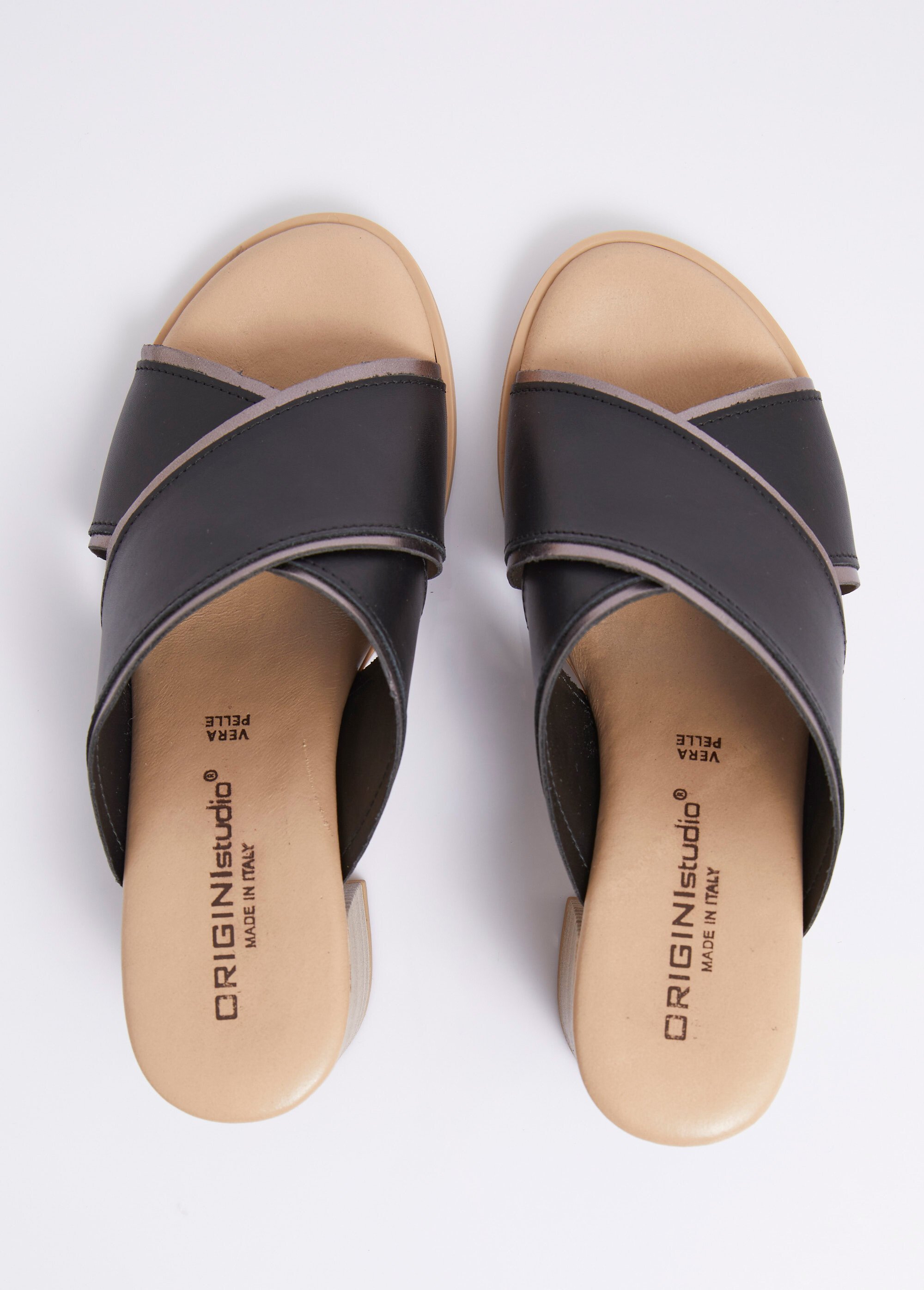 Mules brides croisées talon effet bois Femme Noir OGENIE OV1