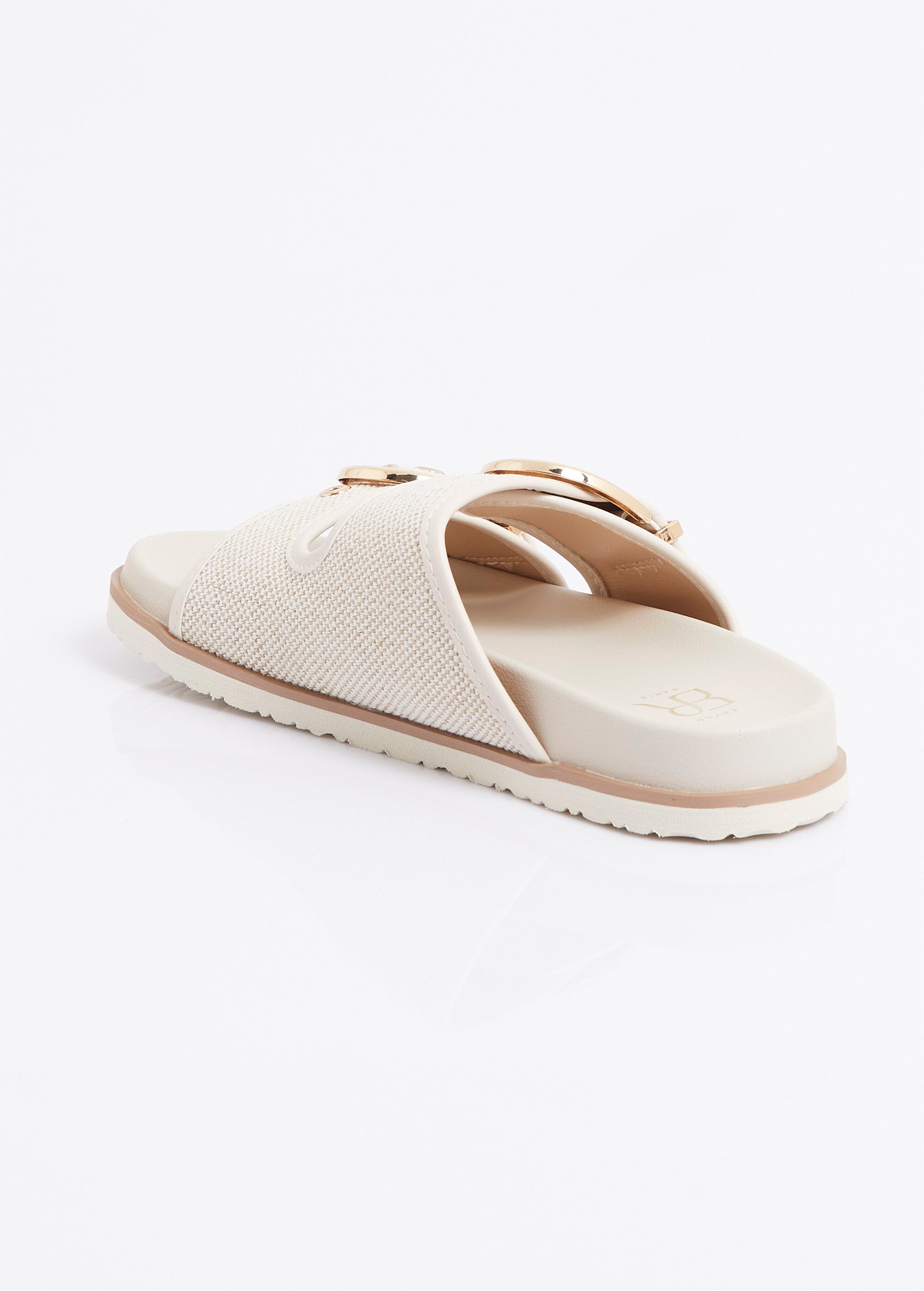 Mules chic tissu natté et boucles métal Femme Beige ERYLA-735 DO1