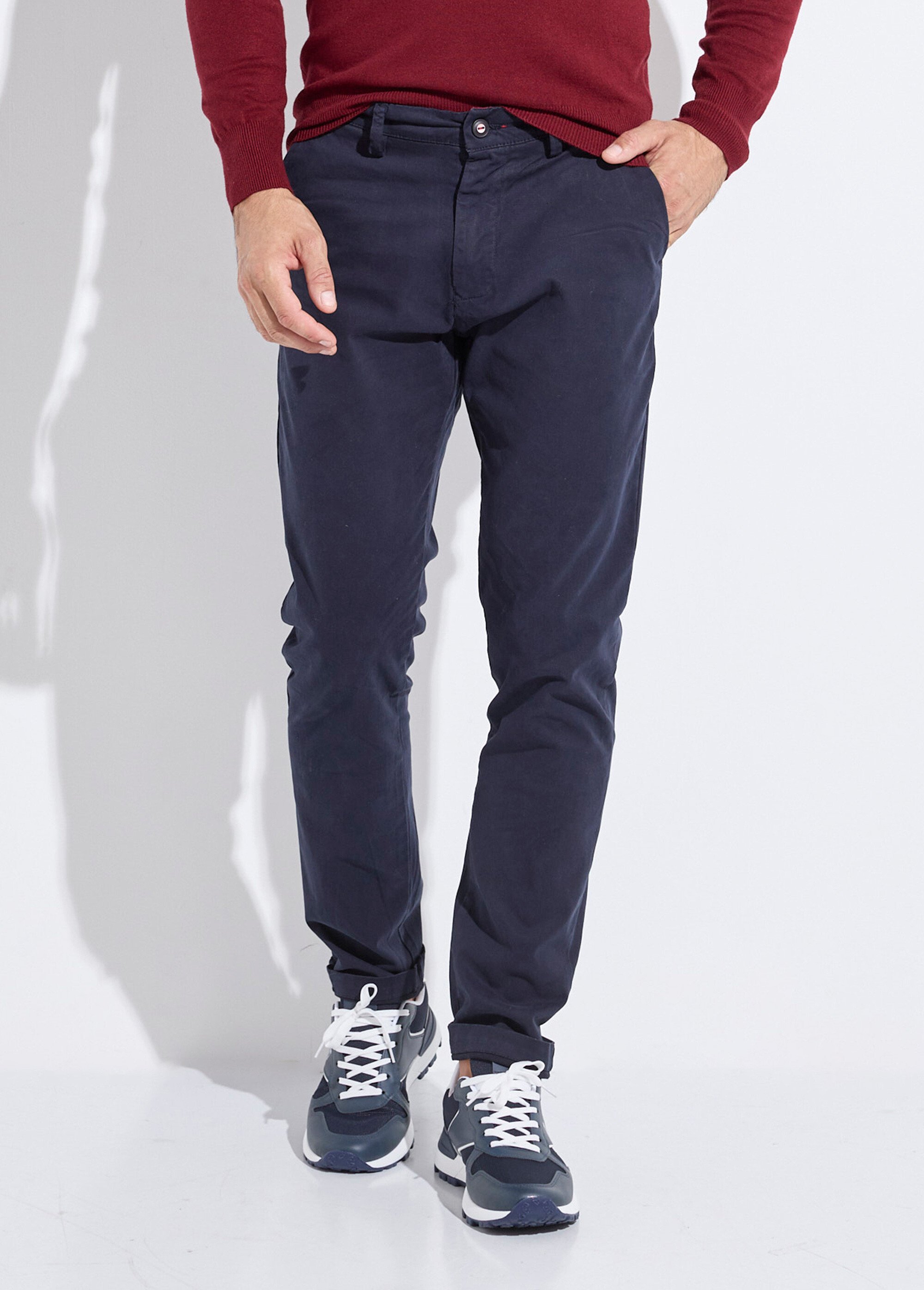 Pantalon chino chic poches italiennes Homme Bleu MENK2233 FA1
