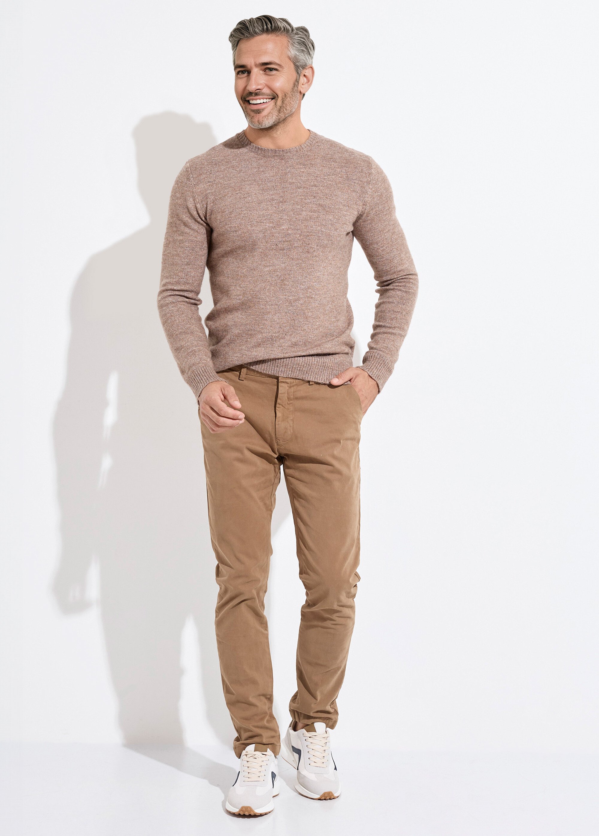 Pantalon chino chic poches italiennes Homme Beige MENK2233 SF1