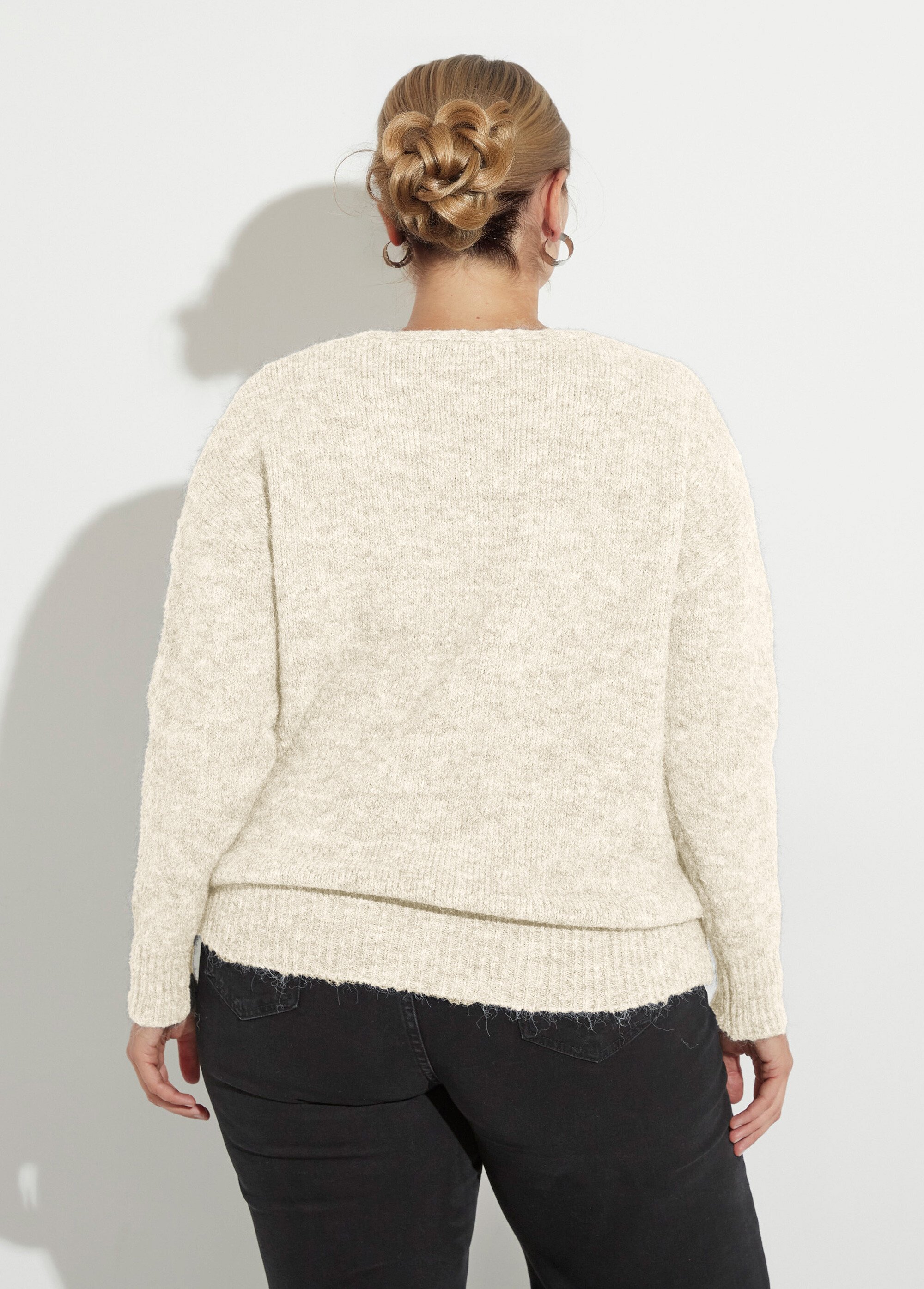 Pull col V fin et chaud avec laine