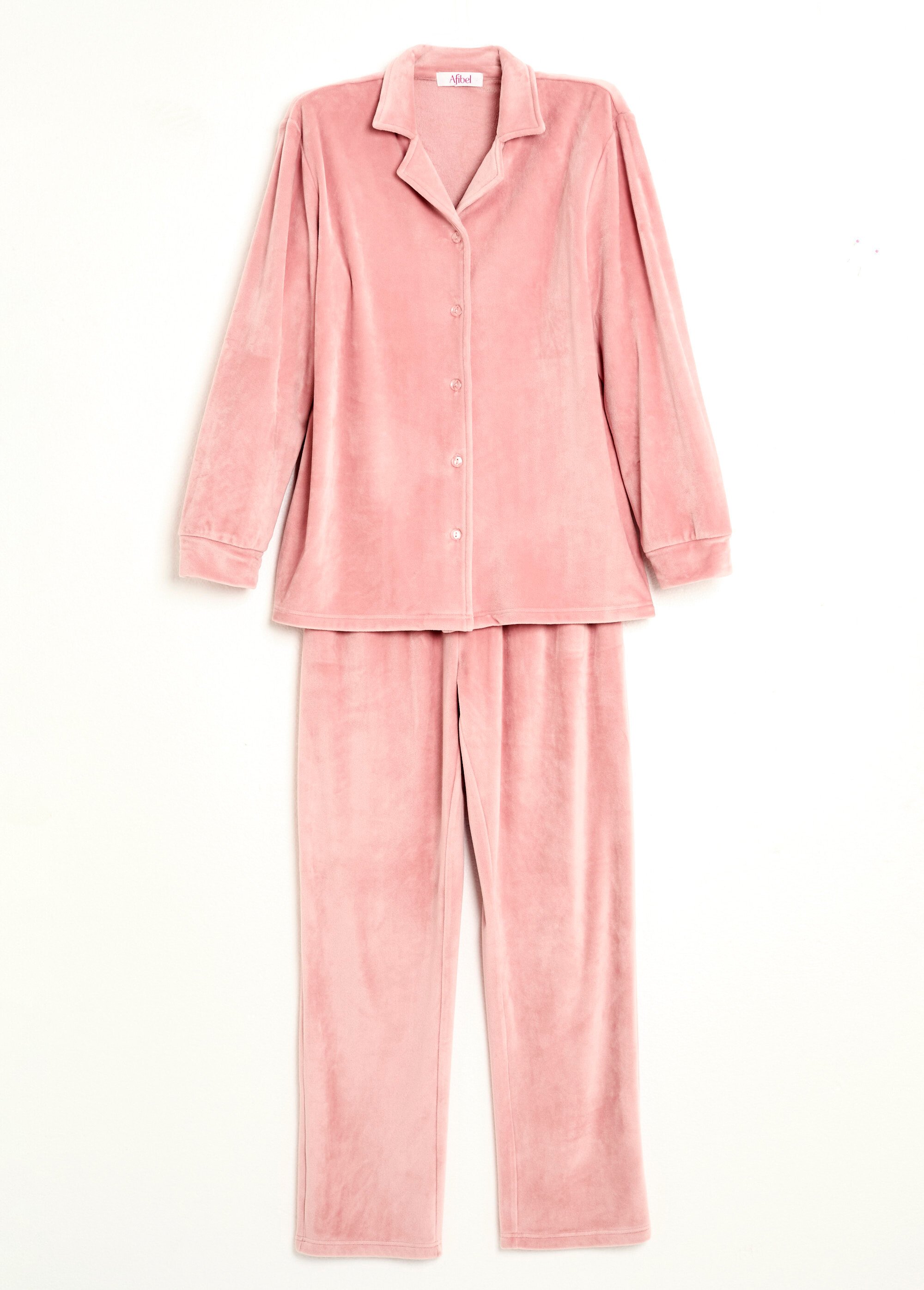 Pyjama long boutonné velours stretch Femme Rose SIFFLET AP1