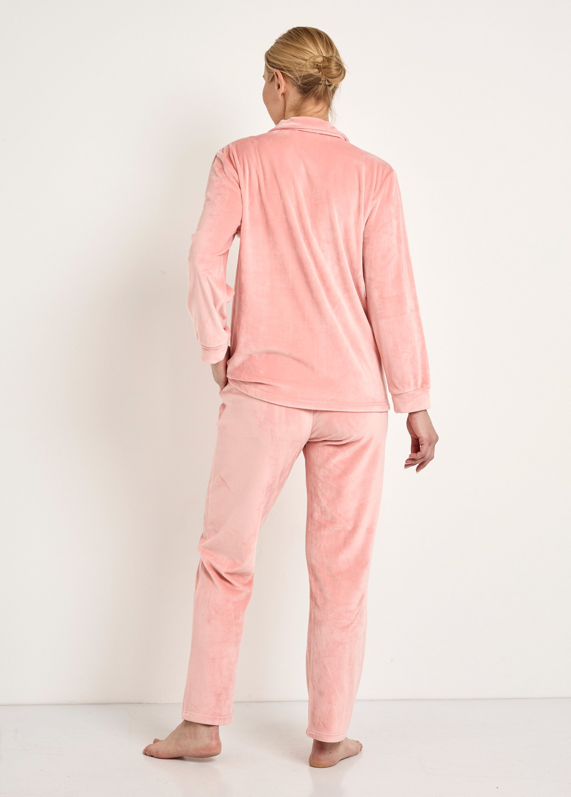 Pyjama long boutonné velours stretch Femme Rose SIFFLET DO1