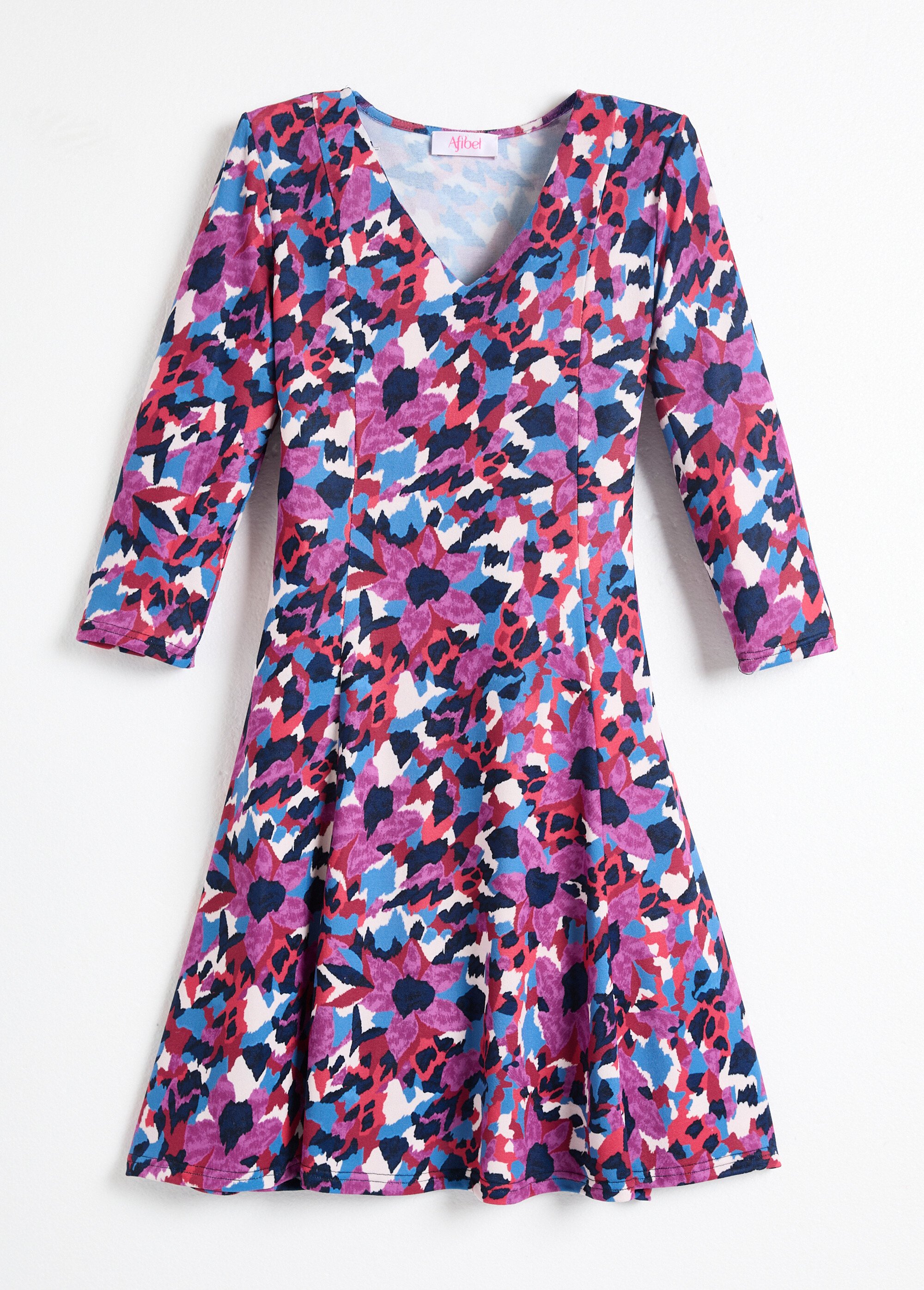 Robe imprimée chaude droite courte Femme Bleu HONDINE AP1