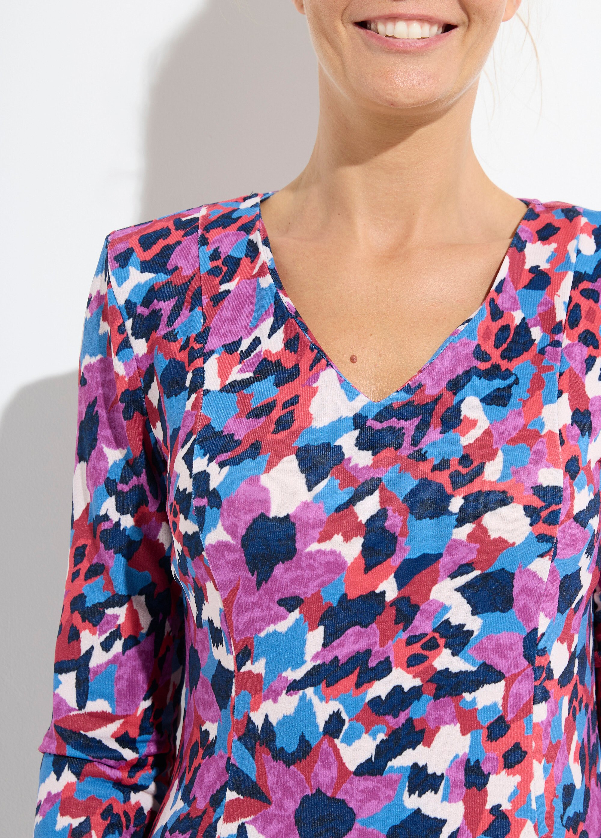 Robe imprimée chaude droite courte Femme Bleu HONDINE DE1