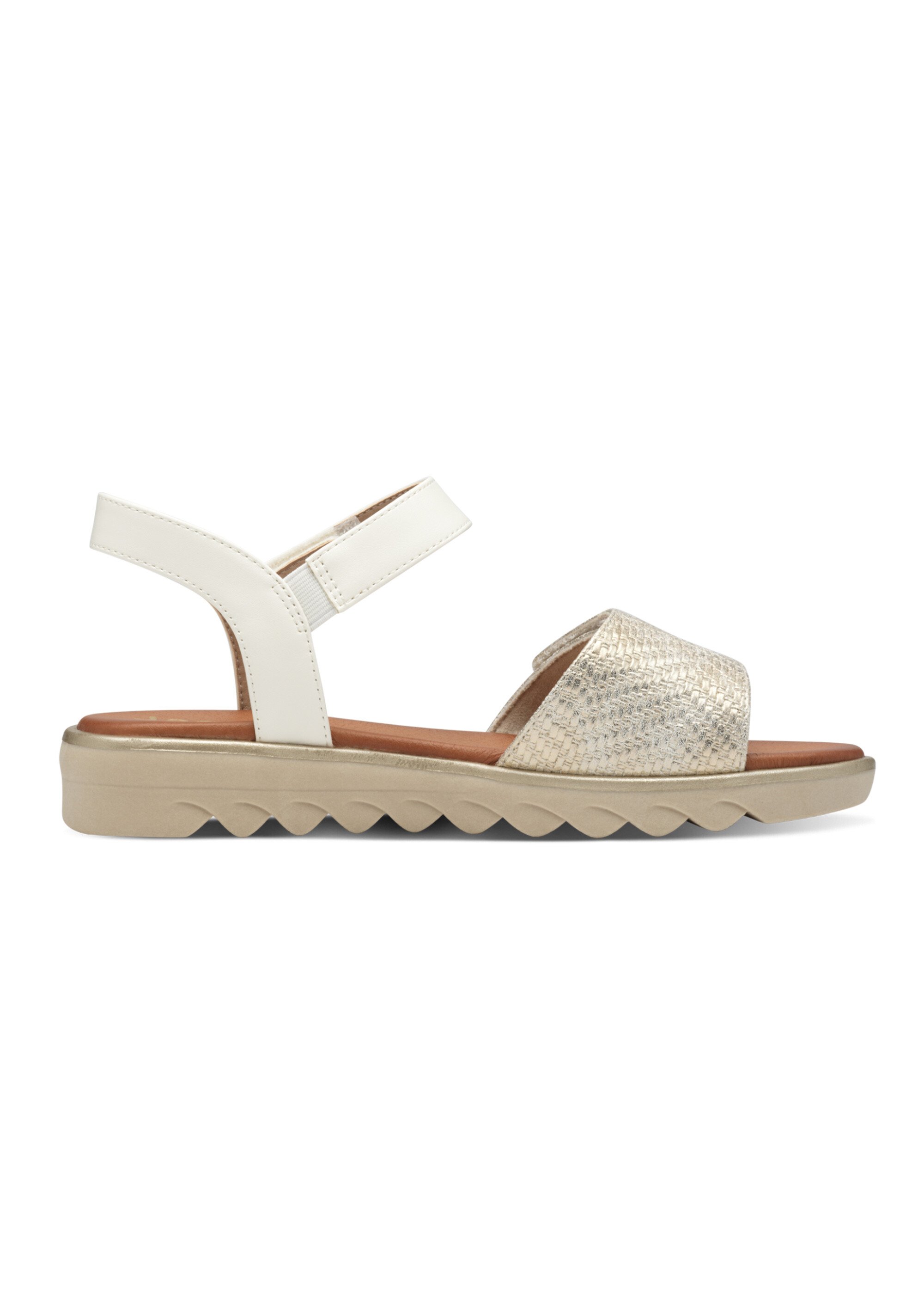 Sandales effet natté bride à scratch Femme Blanc JAN82826542 DR1