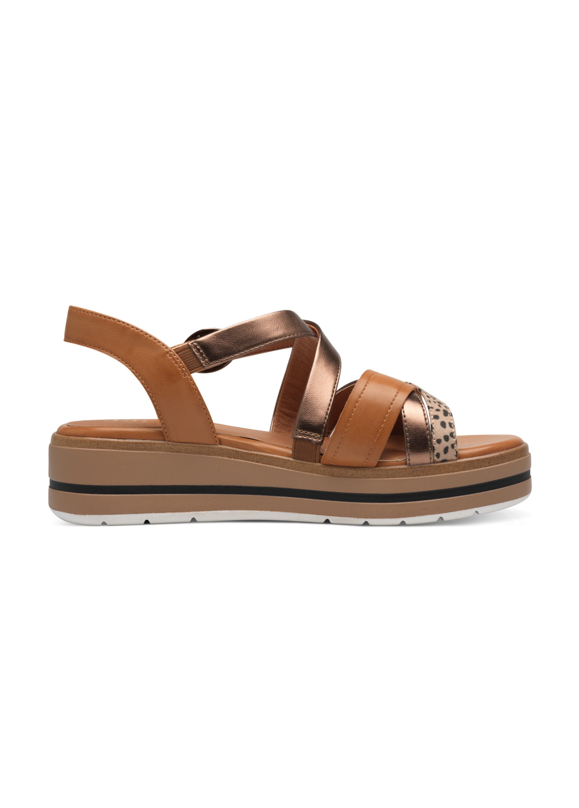 Sandales multibrides, semelle compensée Femme Marron JAN82826744 DR1