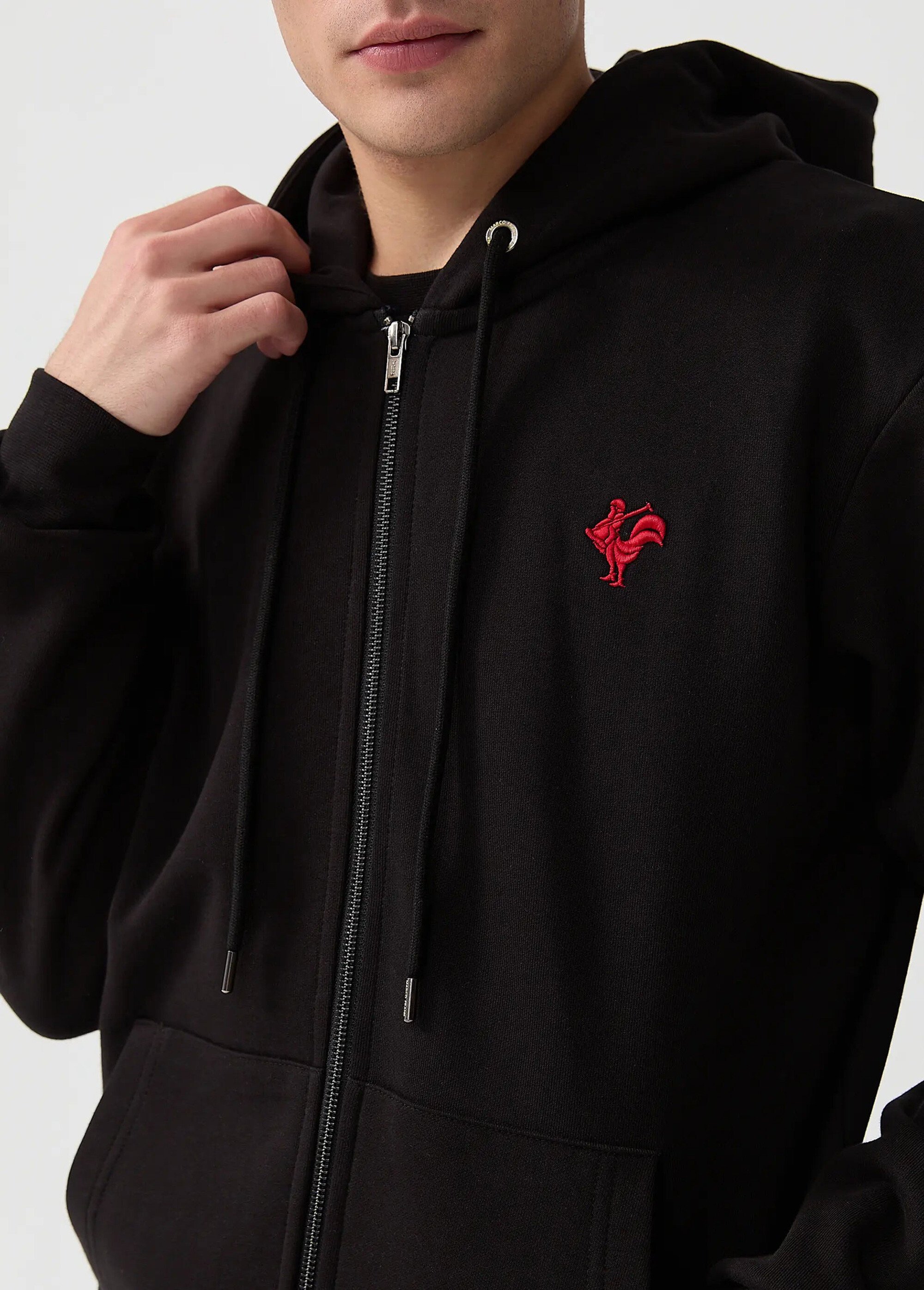 Sweat shirt zippé à capuche, kangourou Noir MFKDUCASSE DE1