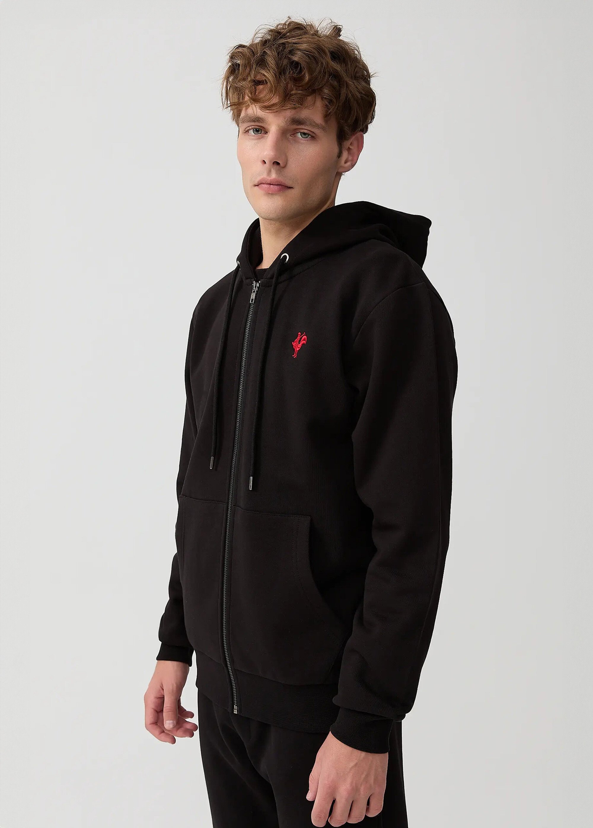 Sweat shirt zippé à capuche, kangourou Noir MFKDUCASSE FA1