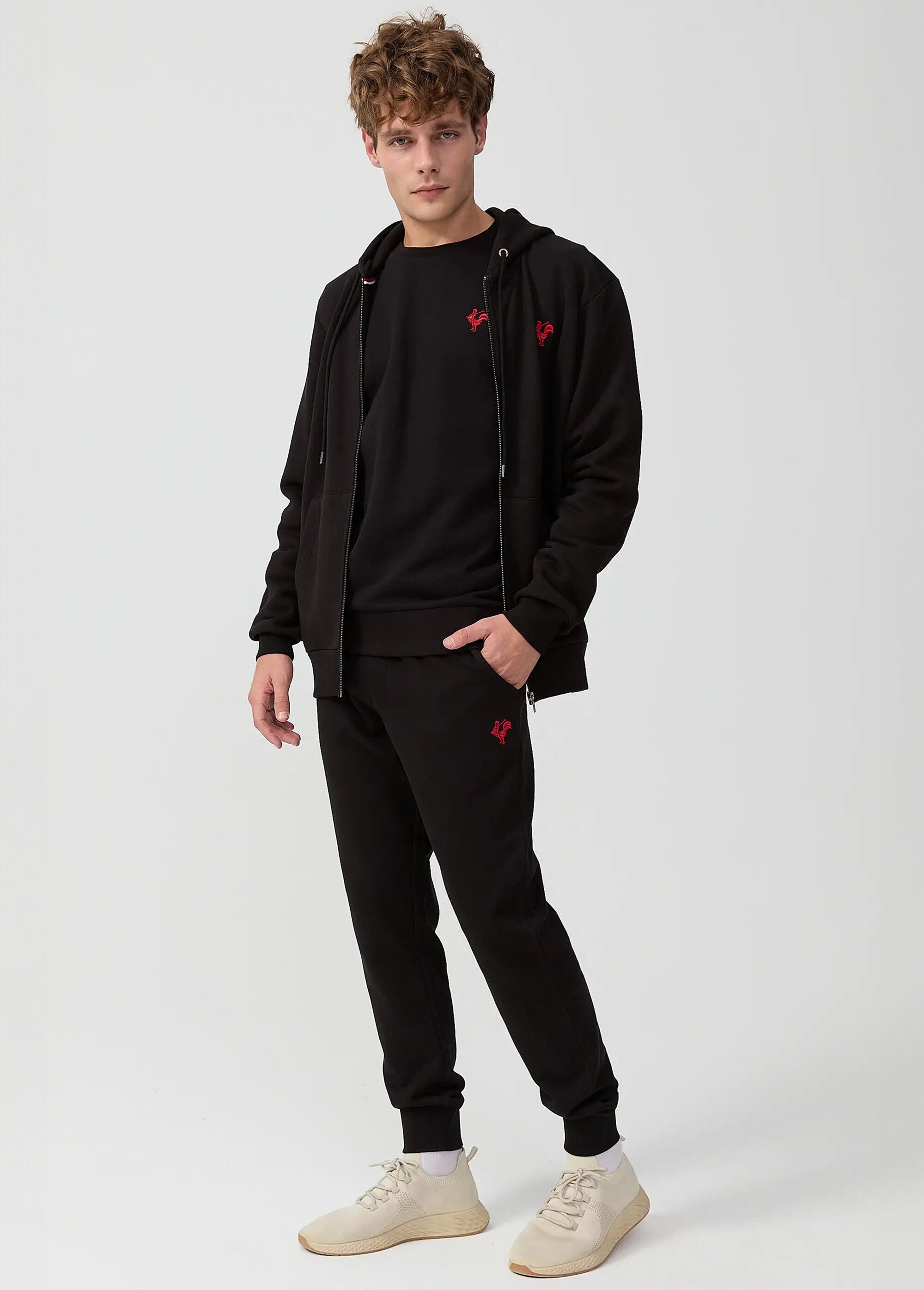 Sweat shirt zippé à capuche, kangourou Noir MFKDUCASSE SI1