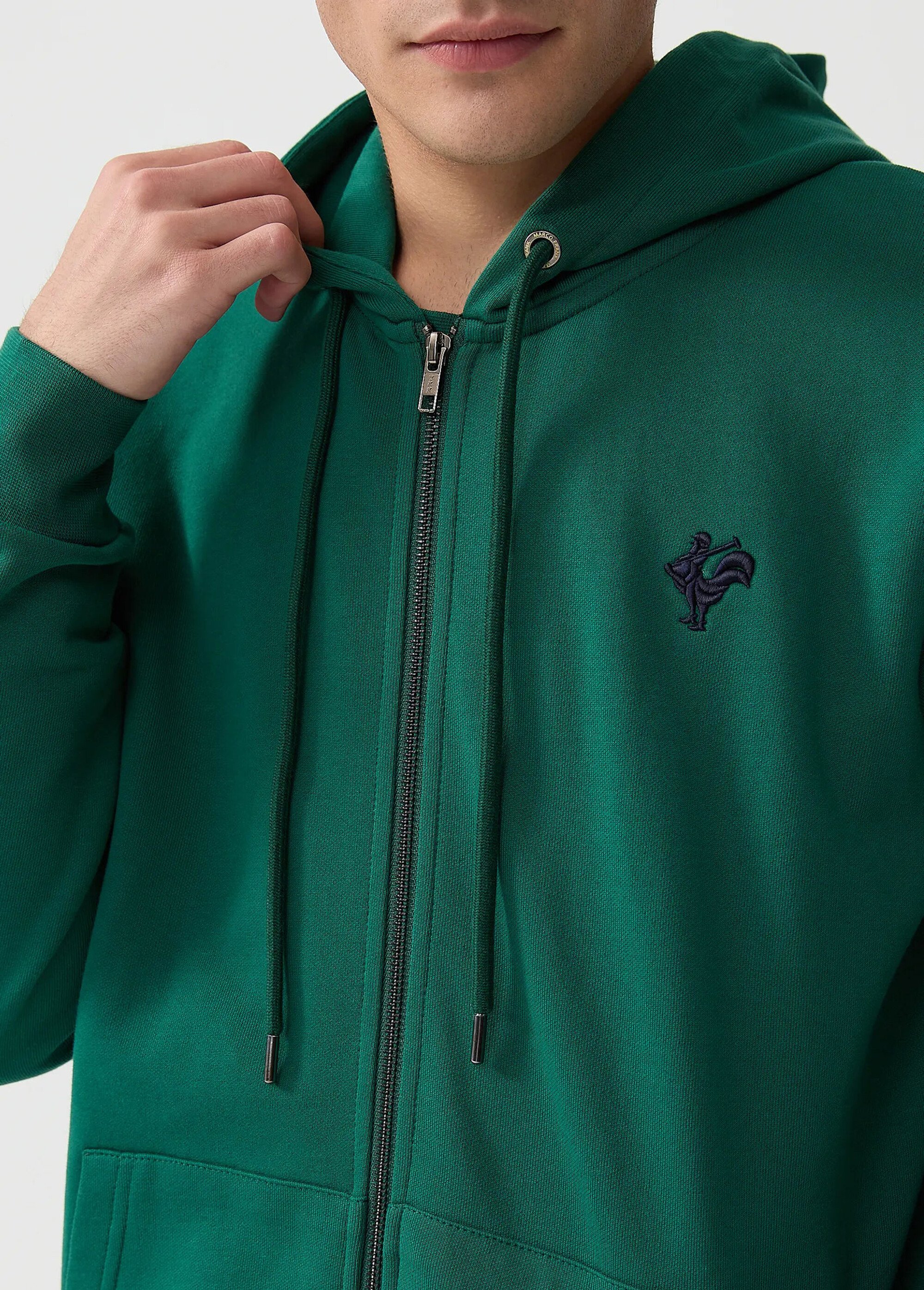Sweat shirt zippé à capuche, kangourou Vert MFKDUCASSE DE1