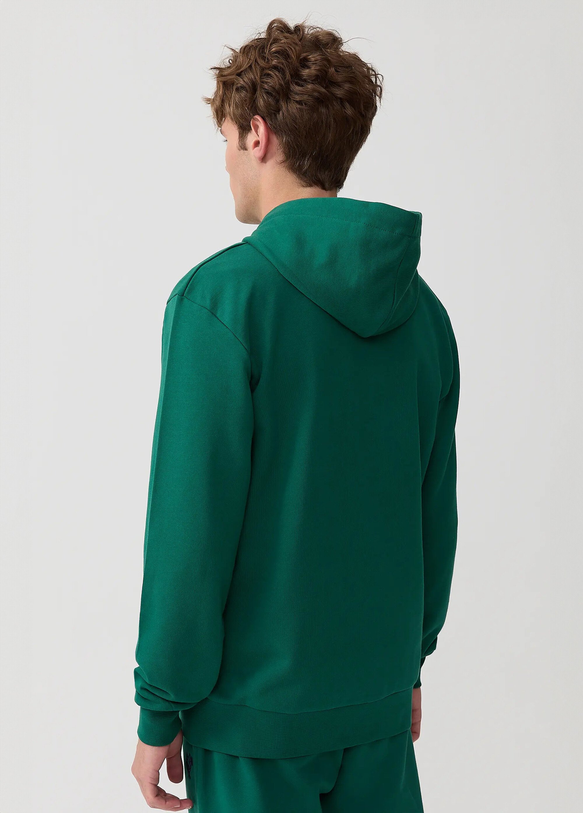 Sweat shirt zippé à capuche, kangourou Vert MFKDUCASSE DO1