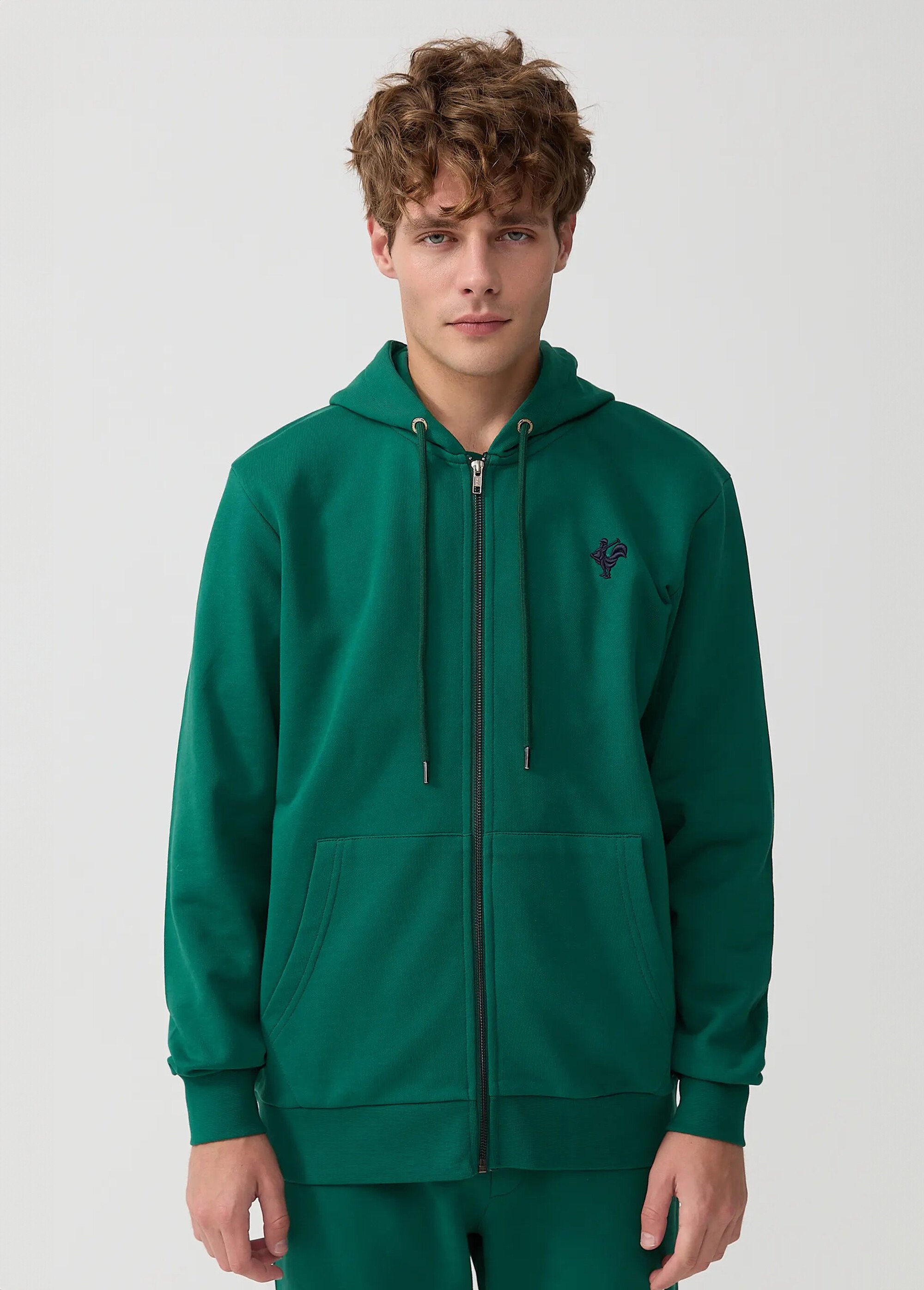 Sweat shirt zippé à capuche, kangourou Vert MFKDUCASSE FA1