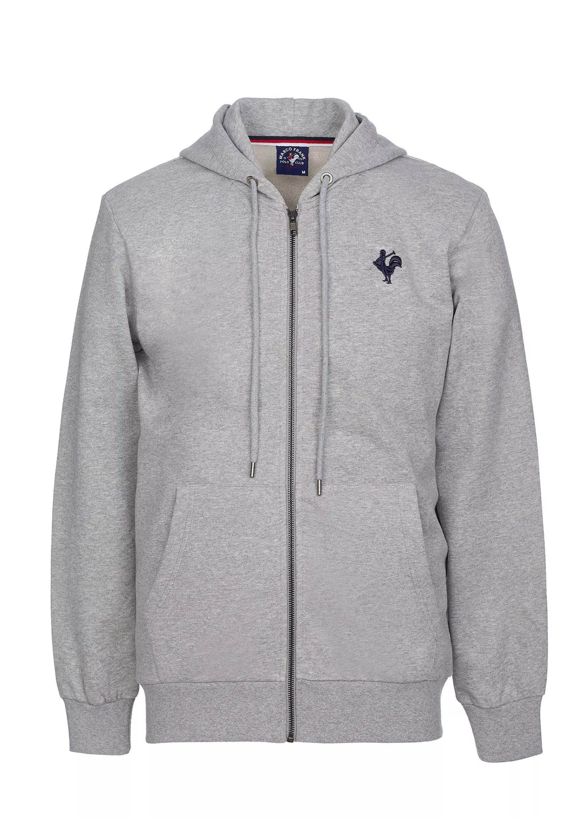 Sweat shirt zippé à capuche, kangourou Gris MFKDUCASSE AP1