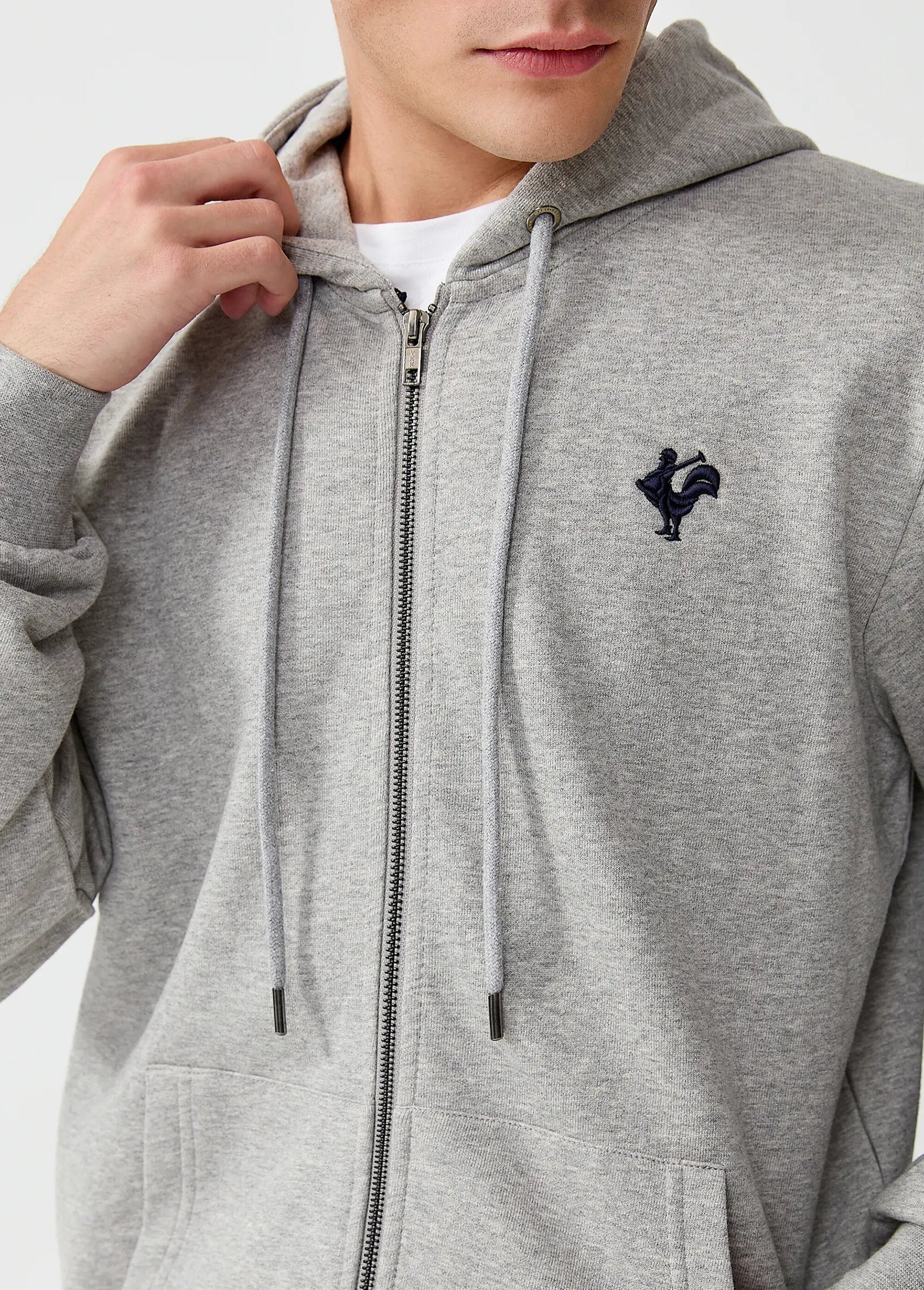 Sweat shirt zippé à capuche, kangourou Gris MFKDUCASSE DE1