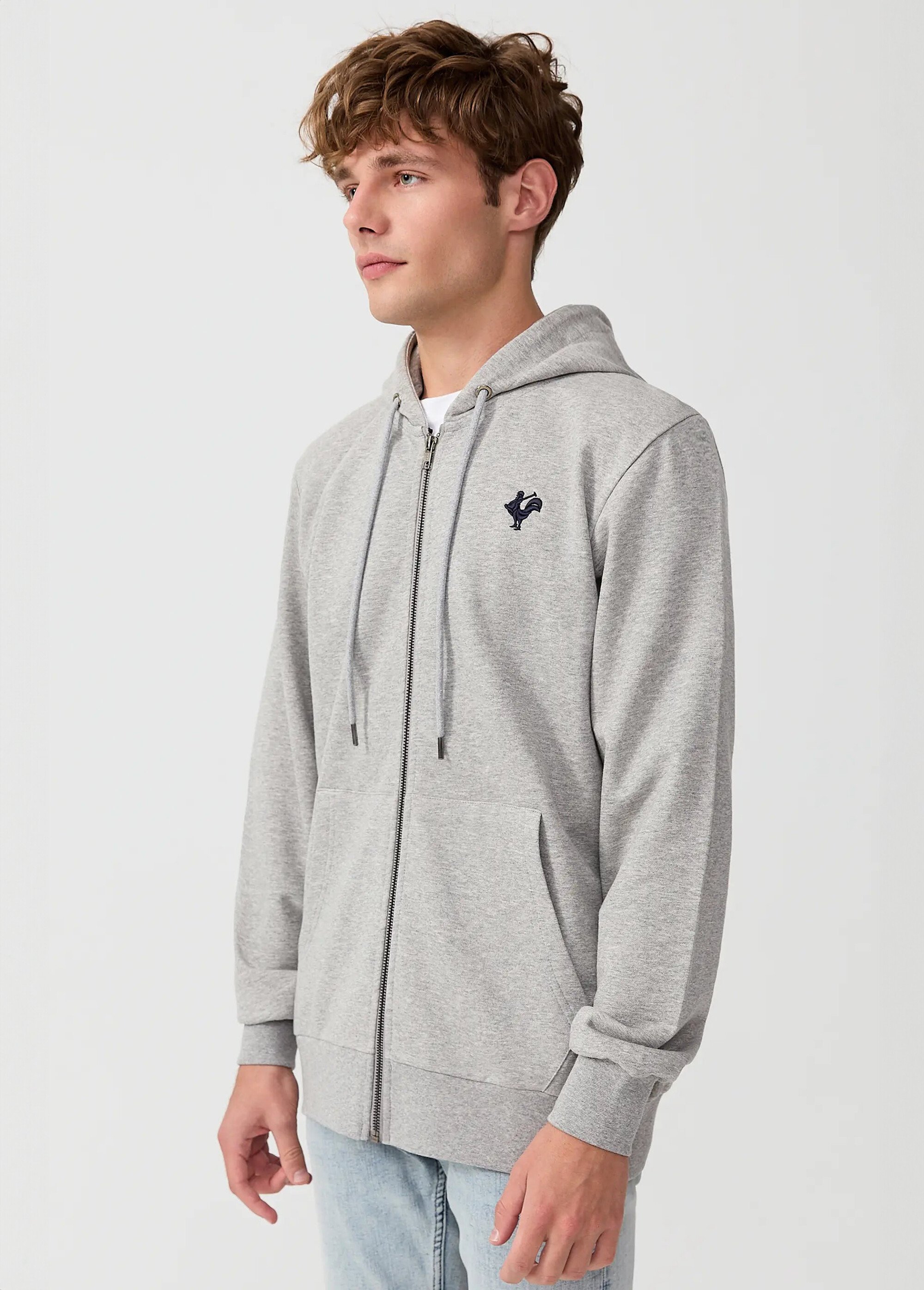 Sweat shirt zippé à capuche, kangourou Gris MFKDUCASSE DR1